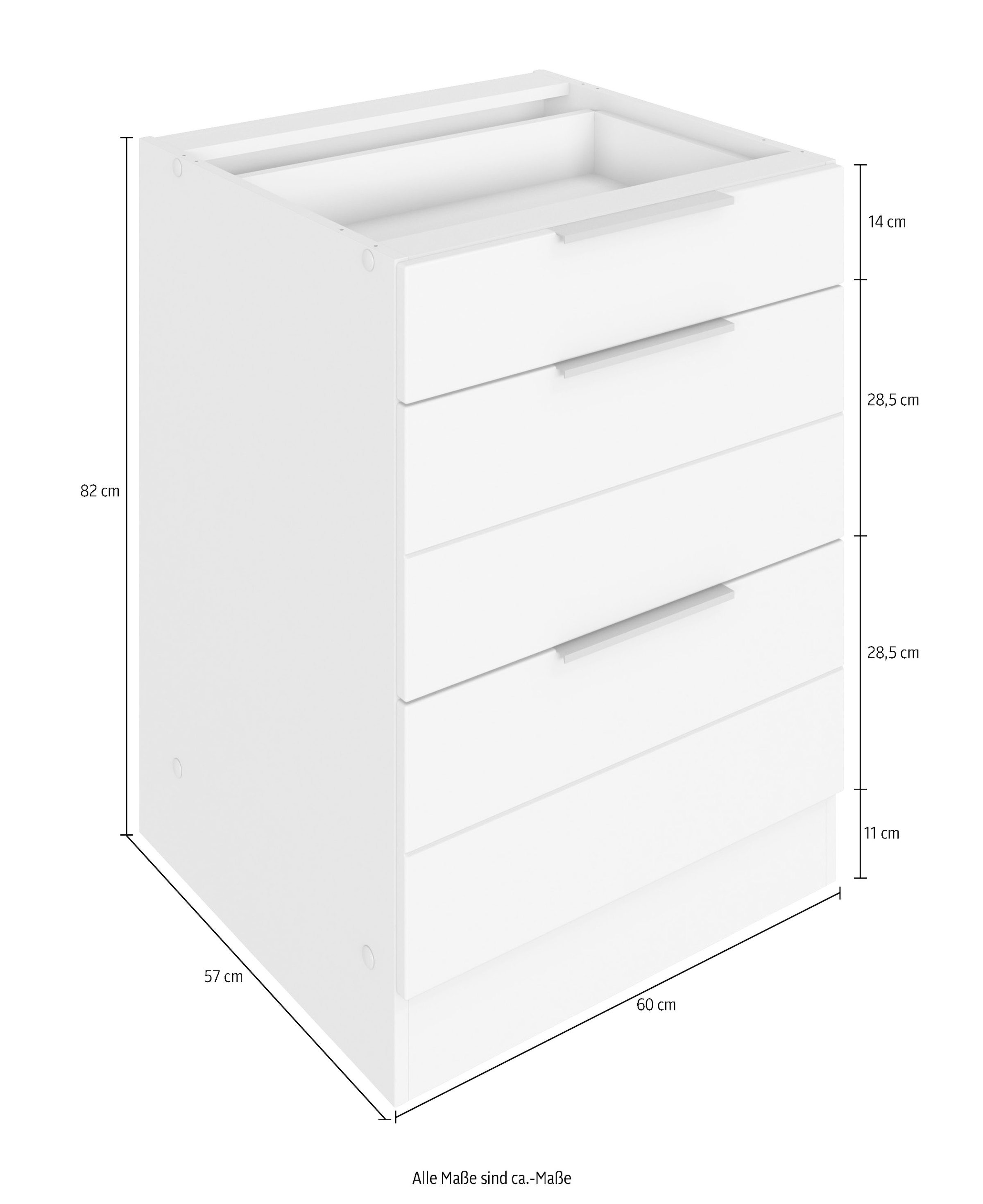 KOCHSTATION Auszugsunterschrank »KS-Luhe«, 60 cm breit, hochwertige MDF-Fronten mit waagerechter Lisene