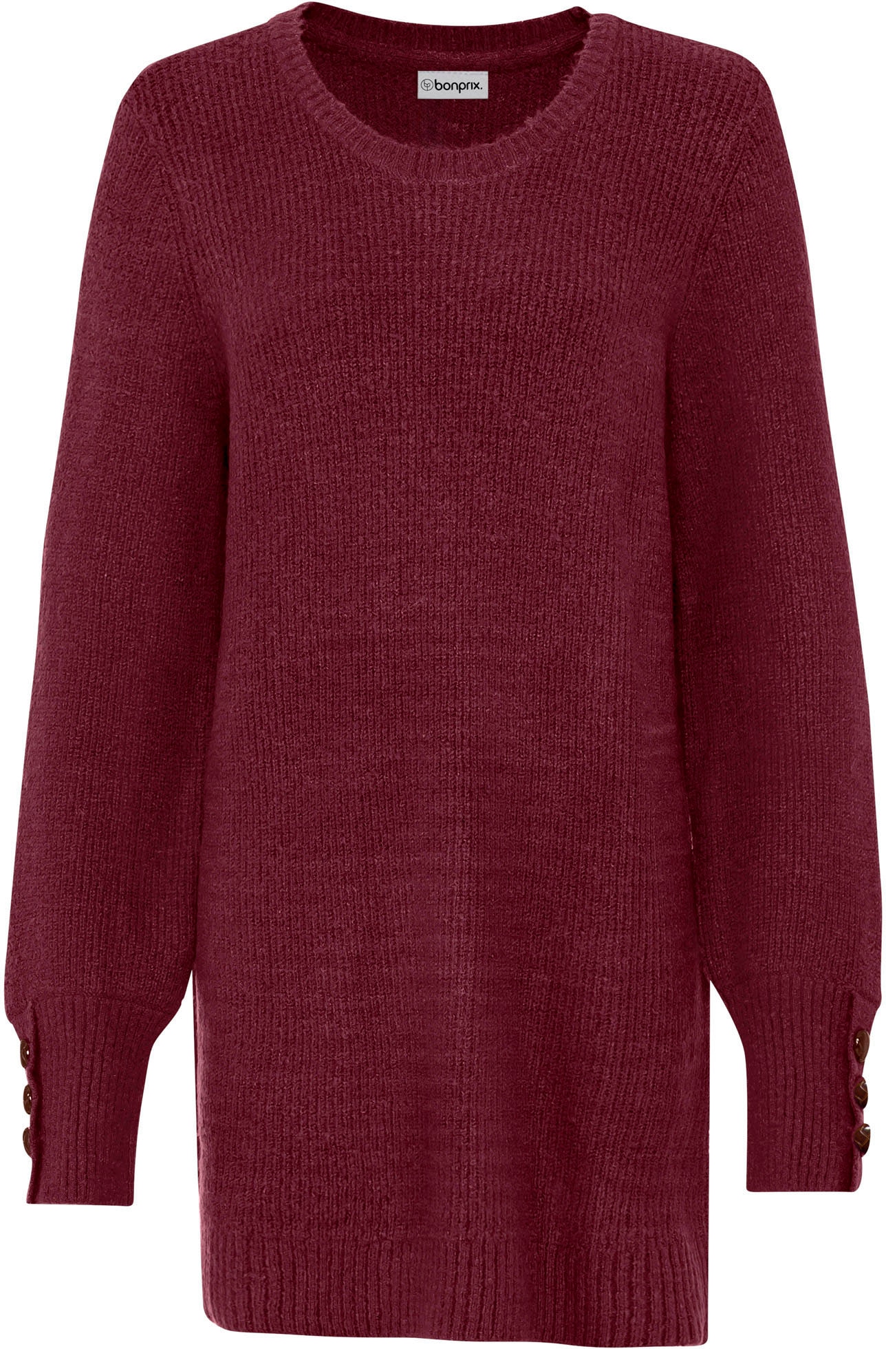 bonprix Longpullover »Longpullover mit Knöpfen« aus Polyacryl, Polyester und Elasthan, mit Rundhalsausschnitt