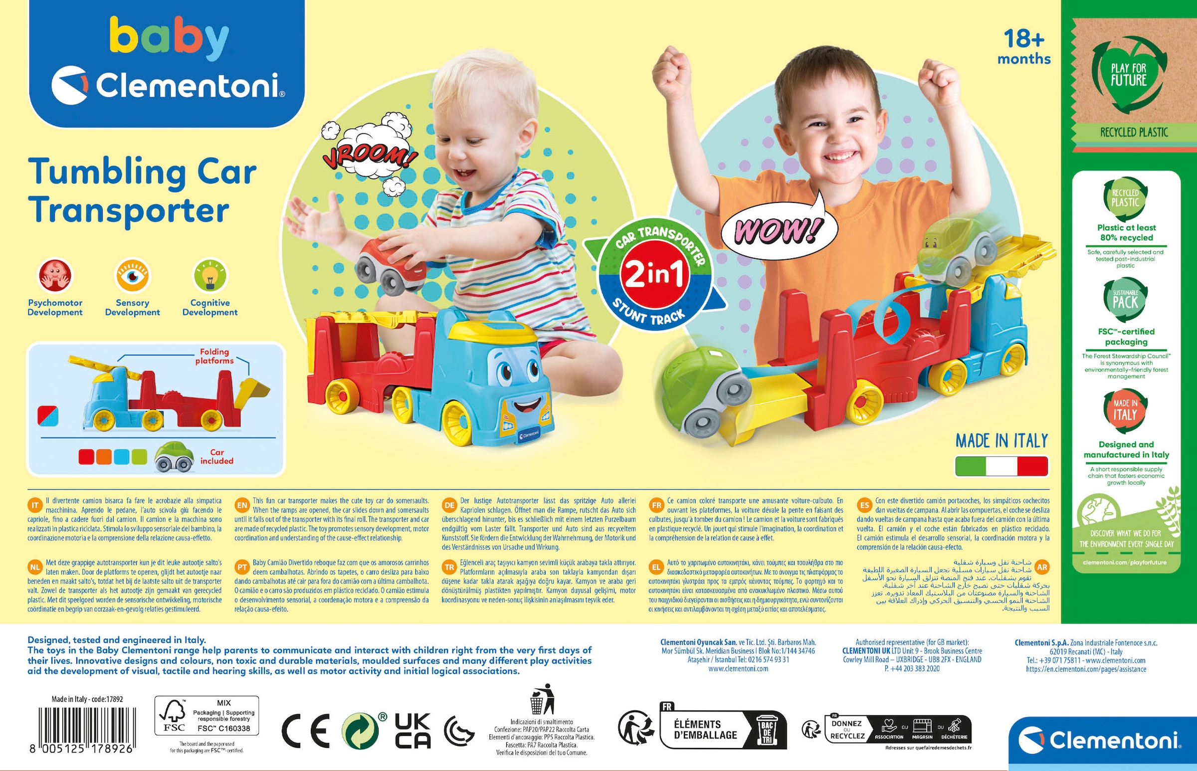 Clementoni® Lernspielzeug »Baby Clementoni, Lustiger Autotransporter«, Made in Europe