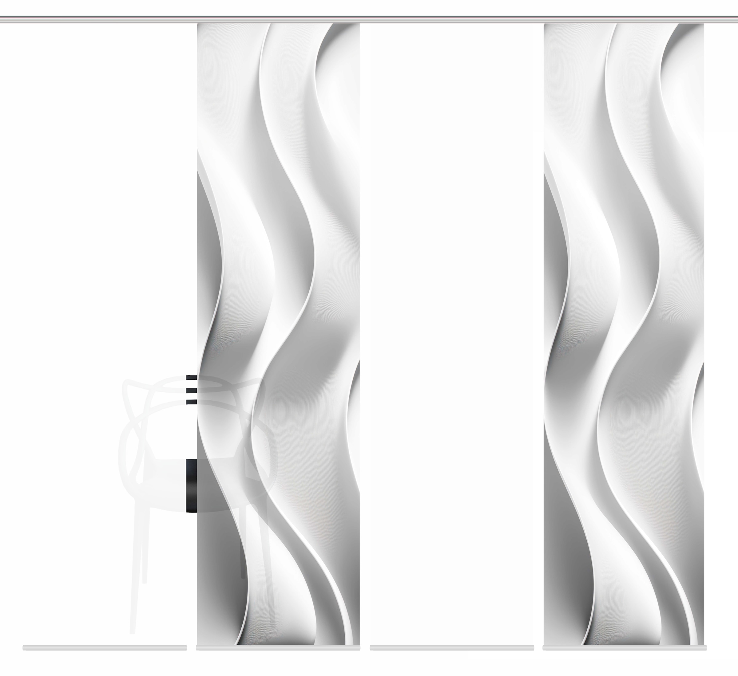 HOME WOHNIDEEN Schiebegardine »JAIR« Paneelwagen 4 Stk. tlg. SCHIEBEVORHANGSET,SEIDENOPTIK,DIGIDRUCK