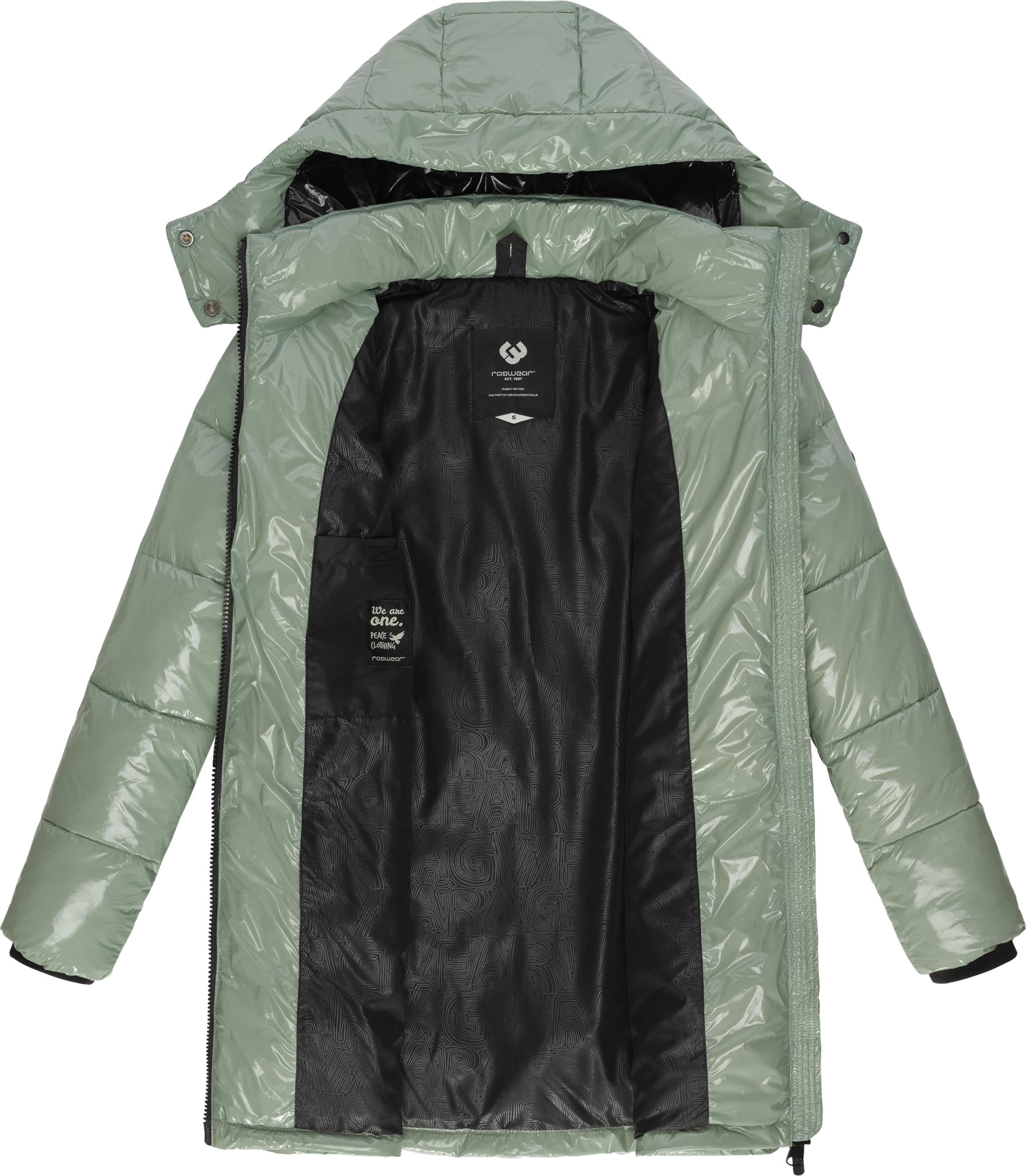 Ragwear Wintermantel »Wintermantel Roobie Long«, super stylischer, gänzender Damen Steppmantel