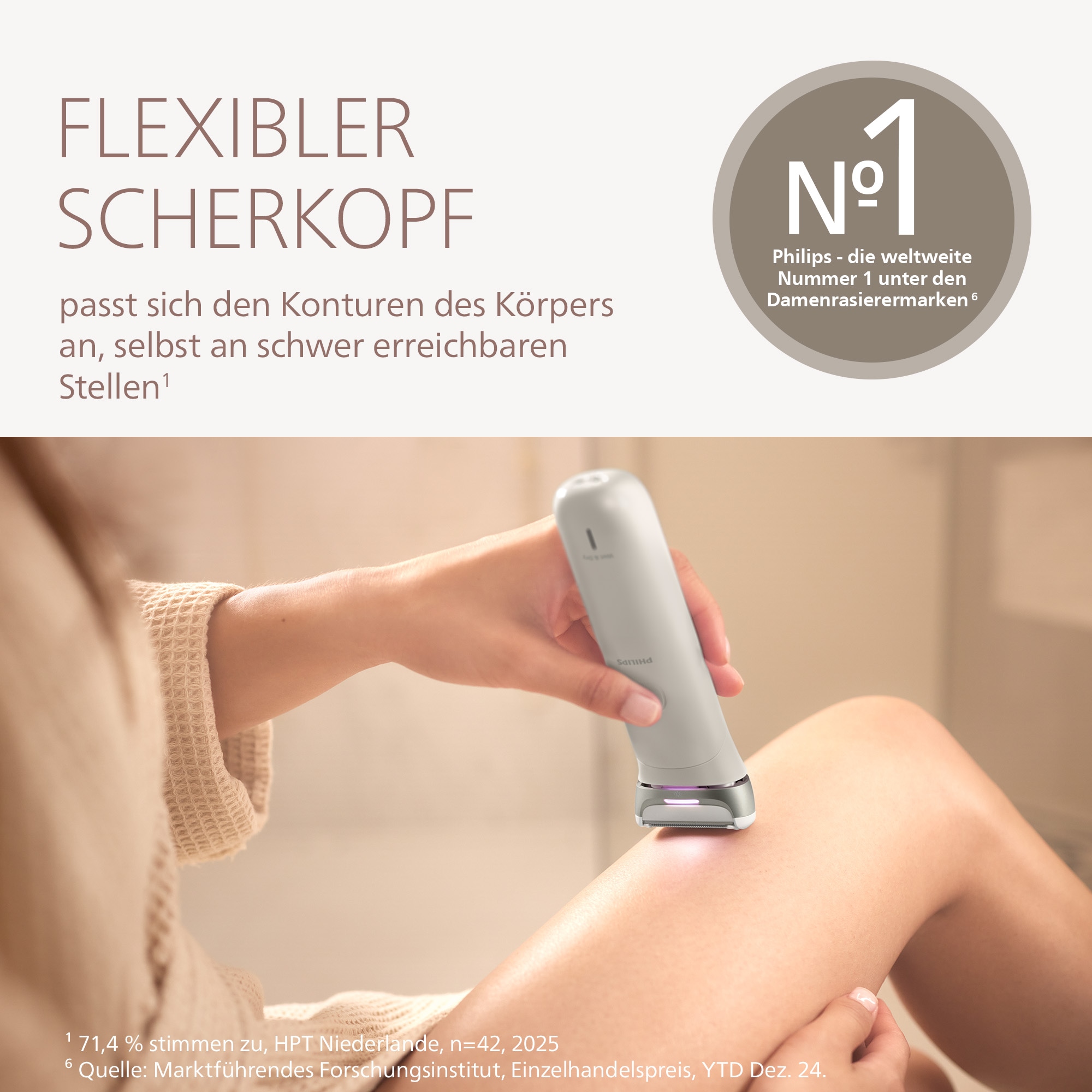 Philips Elektrorasierer »Lady Shaver Series 8000«, 3 St. Aufsätze, kabelloser Rasierer, nass und trocken, inkl. Trimmeraufsatz