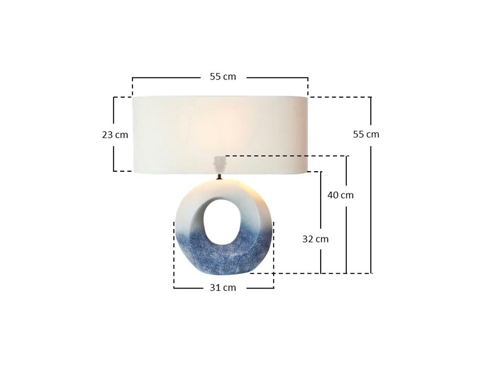 SalesFever Tischleuchte »Lureva Handbemalte Keramik trifft auf eleganten Leinenschirm« E27 1 Stk. 1x E27 bis 60 W, 55x55 cm, Tischlampe mit Leinenschirm