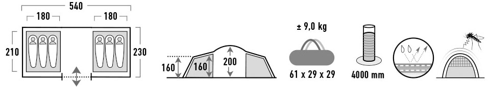 High Peak Kuppelzelt »Como 6.0«, 6 Personen