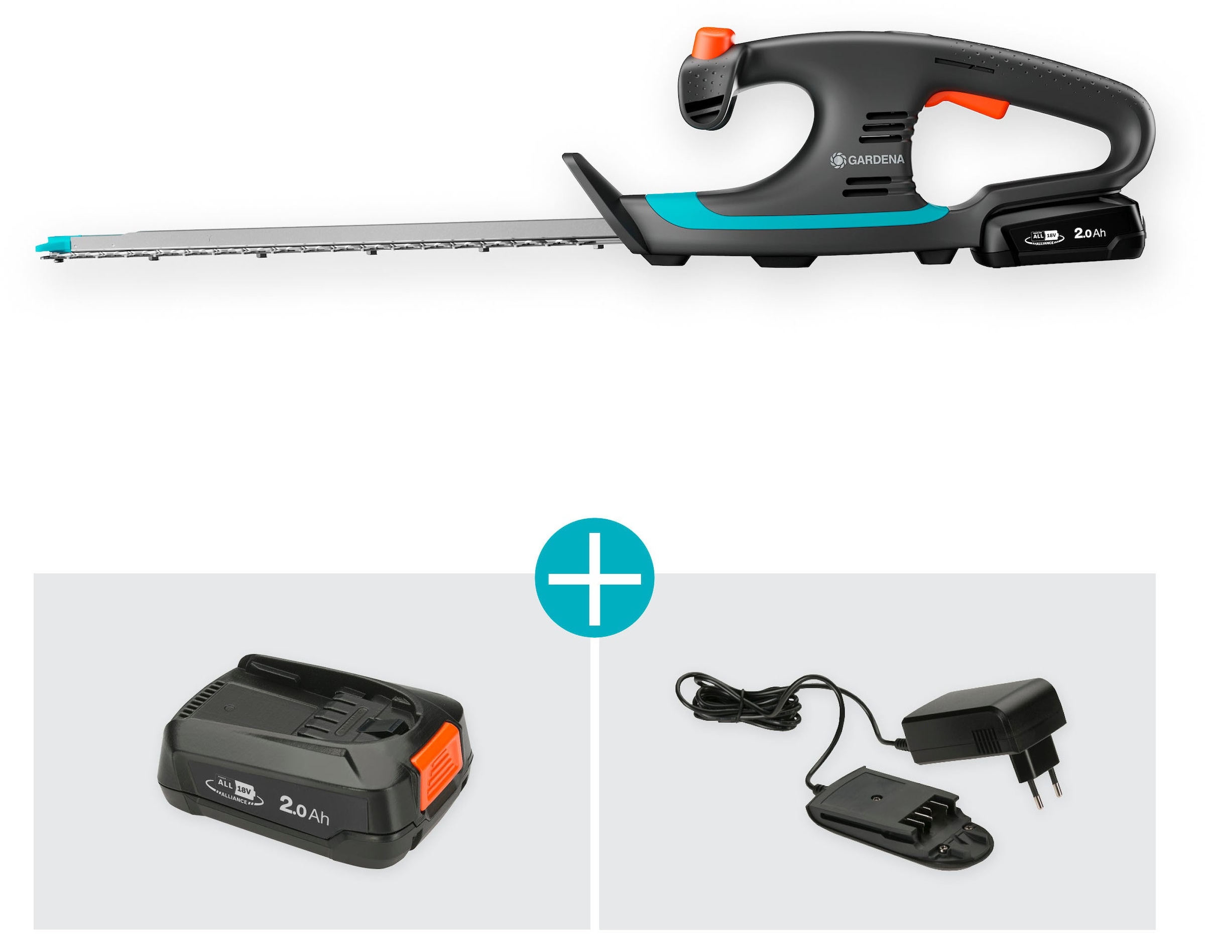 GARDENA Akku-Heckenschere »EasyCut 40/18V P4A«, Ready-To-Use Set inkl. Akku und Ladegerät