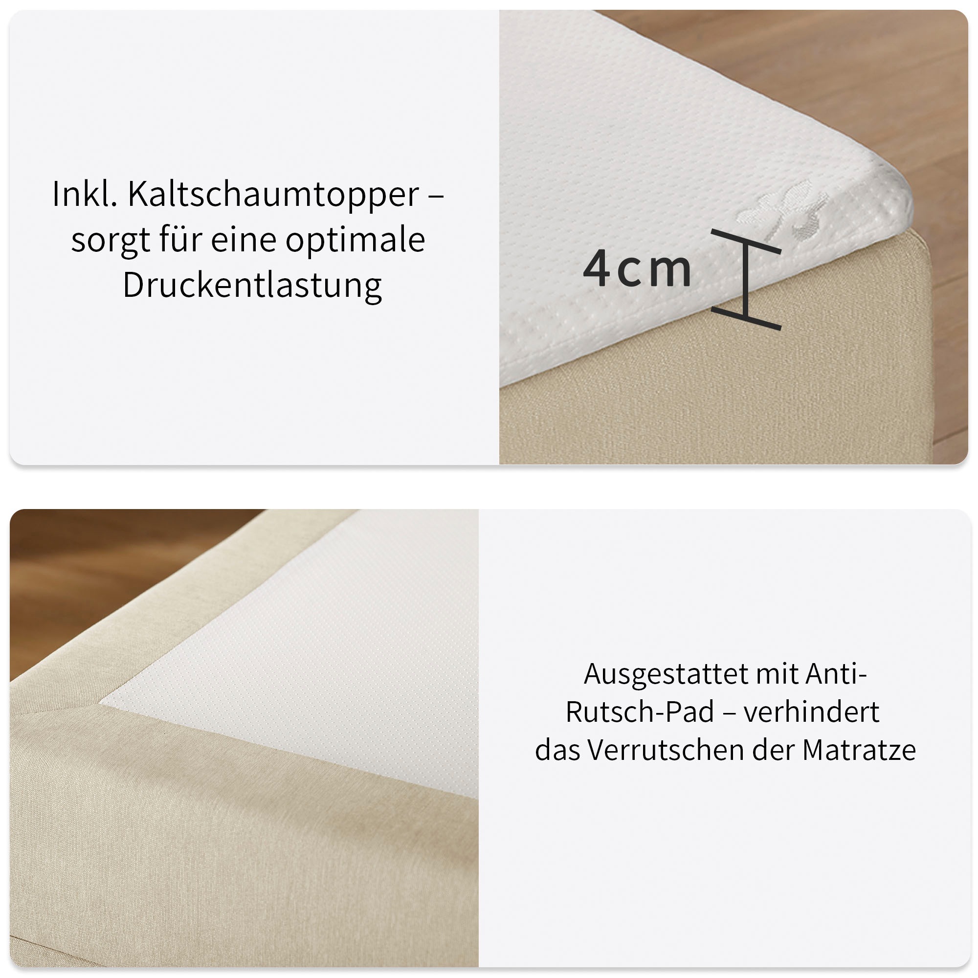 OTTO home Boxbett »Haileyy inkl. Bettkasten und Topper, Liegefläche 180x200cm« erhältlich in der Größe 180x200 cm, inkl. Aufbauvideo