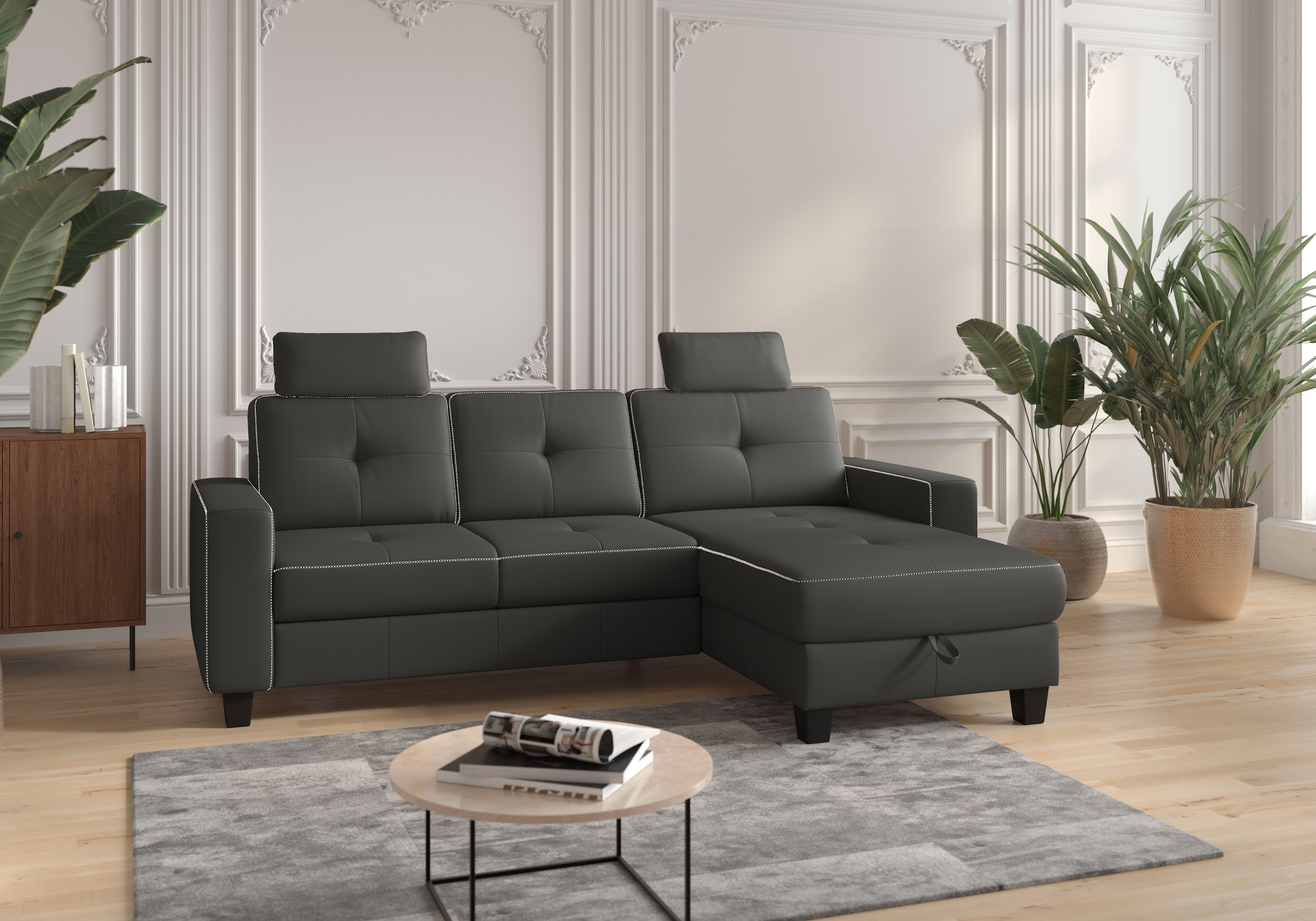Places of Style Ecksofa »Varese«, wahlweise mit Bettfunktion und Bettkasten