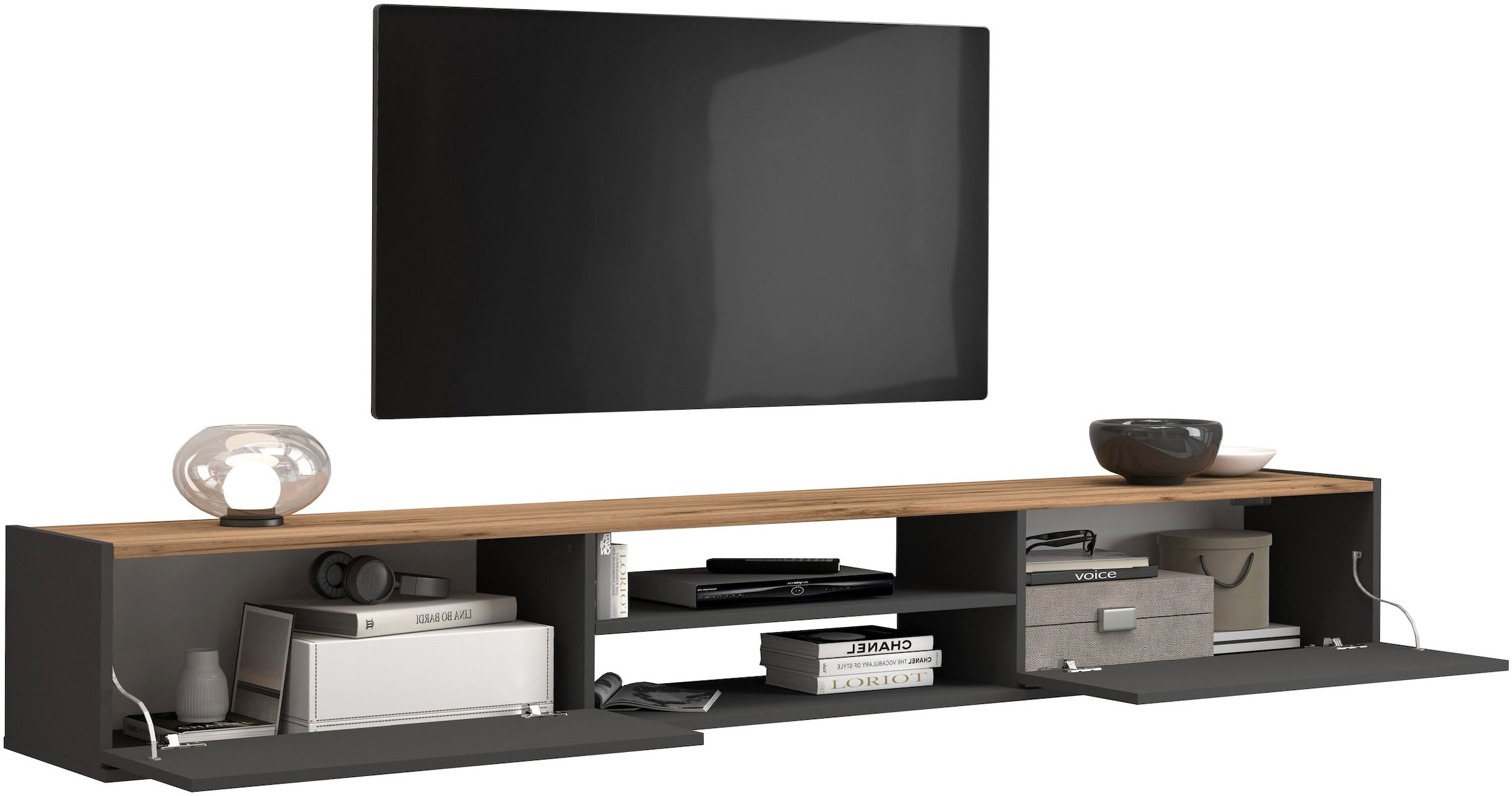 INOSIGN Lowboard »Garda,Lowboard,TV-Kommode,TV-Möbel,TV-Bank«, stehend und hängend mit 2 Klappen, 1 Einlegeboden, Breite 210 cm