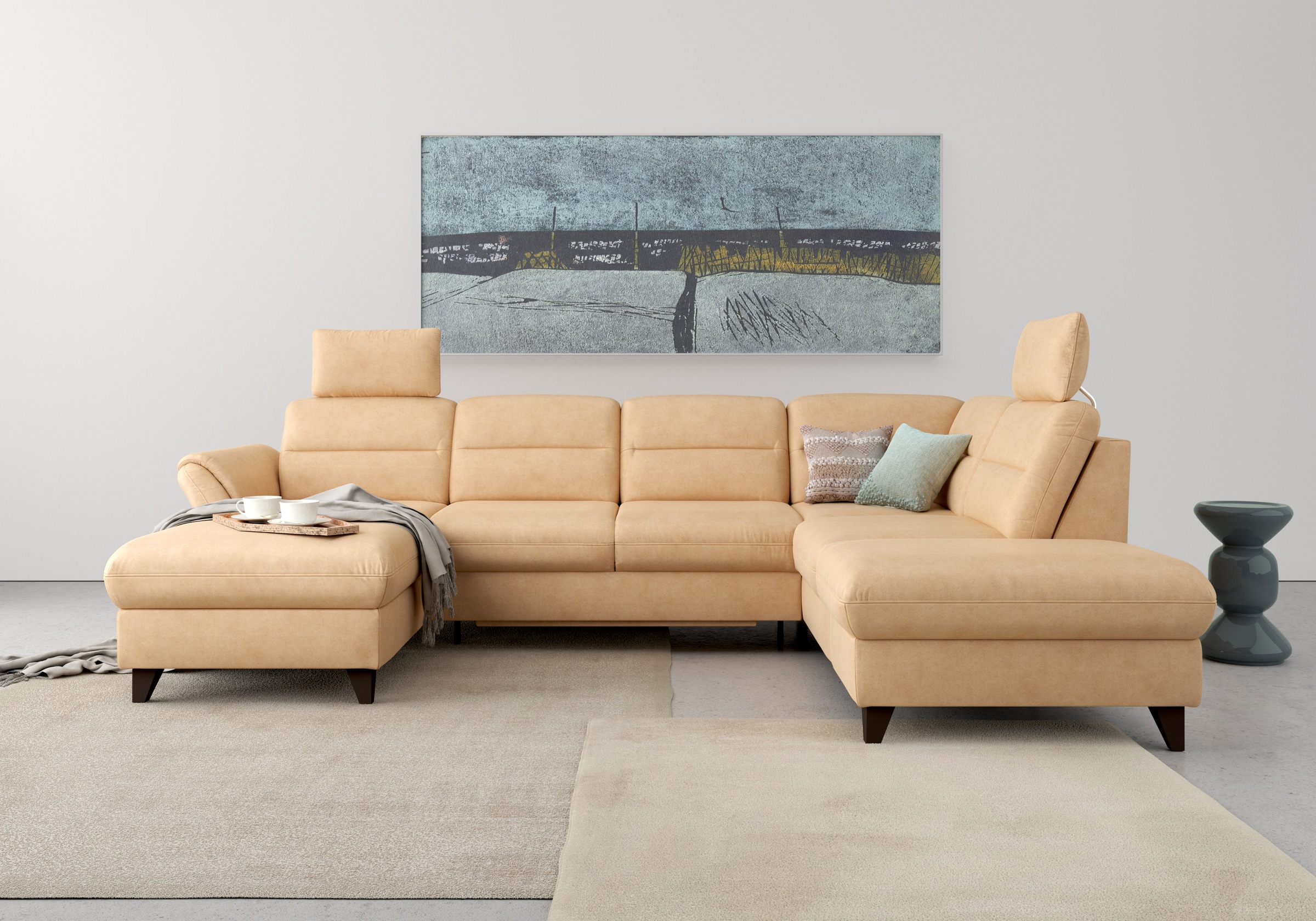 sit&more Wohnlandschaft »Mellum U-Form«, Federkern, wahlweise mit Bettfunktion, Stauraum und Armteilfunktion