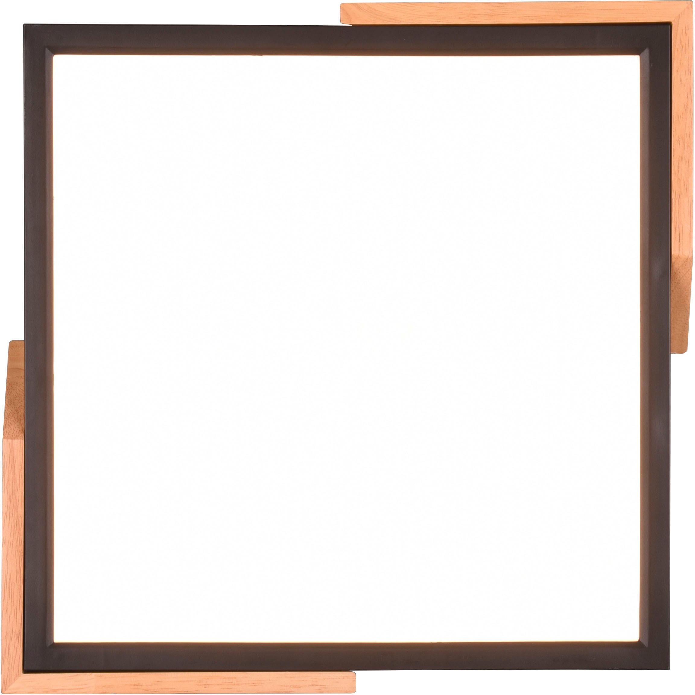 REALITY Leuchten LED Deckenleuchte »Meta«, 1 flammig, Leuchtmittel LED-Board | LED fest integriert, Deckenlampe Holzschirm 31x31cm, 20W/2400Lumen, warmweiß 3000K, dimmbar