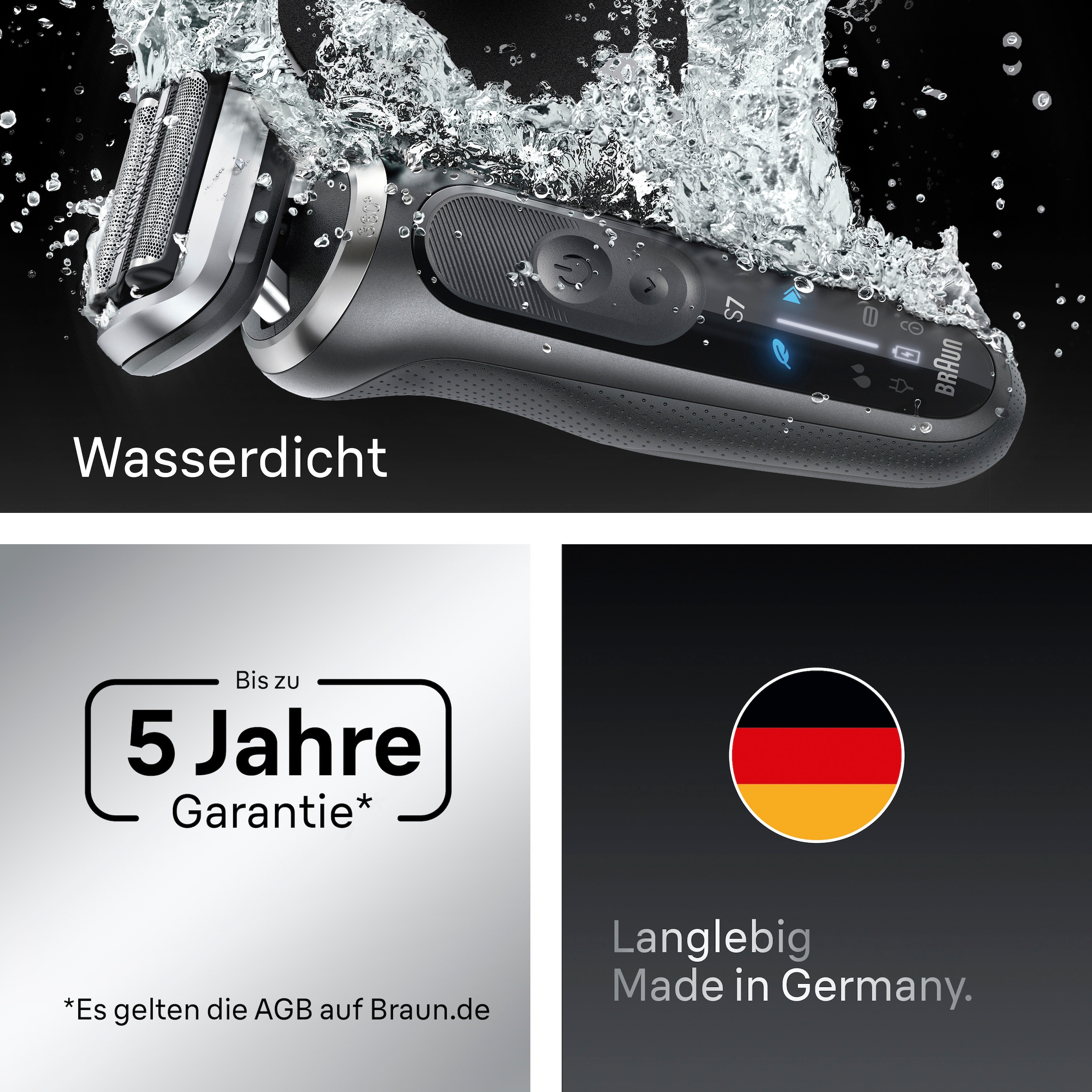Braun Elektrorasierer »Series 7 72-G1200s«, 1 St. Aufsätze, Bis zu 60 Min, Präzisionstrimmer-Aufsatz, 100% wasserdicht