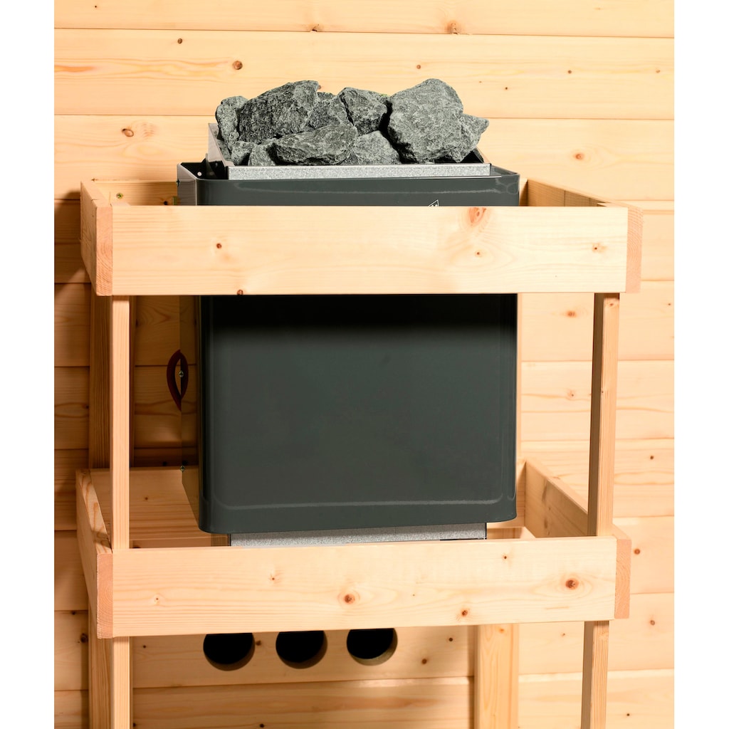 Karibu Sauna »Laila«, (Set), 3,6-kW-Plug & Play Ofen mit integrierter Steuerung