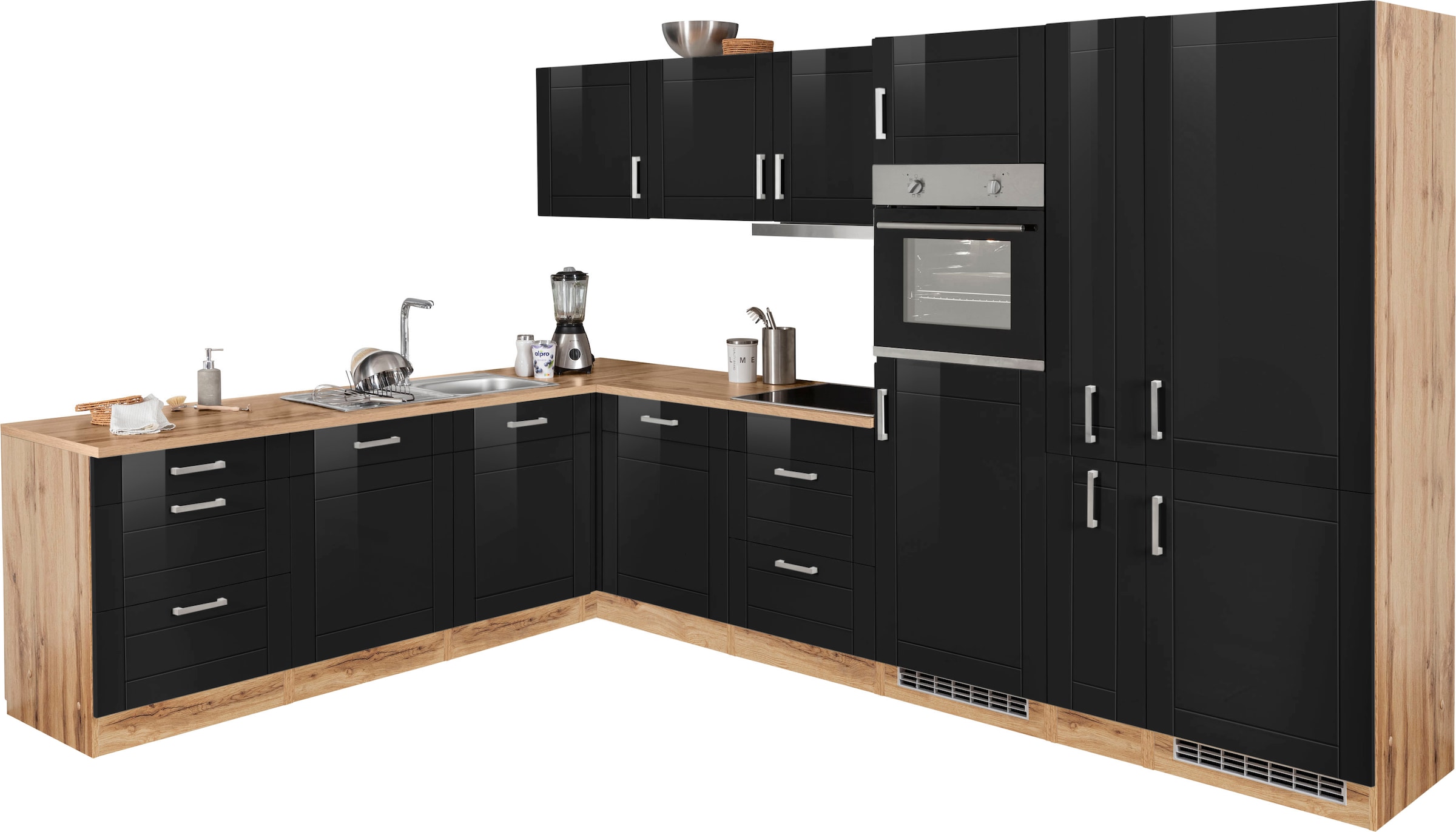 KOCHSTATION Winkelküche »KS-Tinnum« mit E-Geräten, Stellbreite 240/330 cm