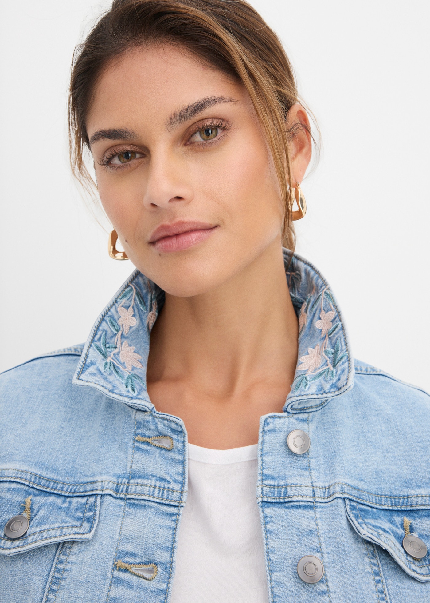 bonprix Jeansjacke lockere Passform, mit Hemdblusenkragen