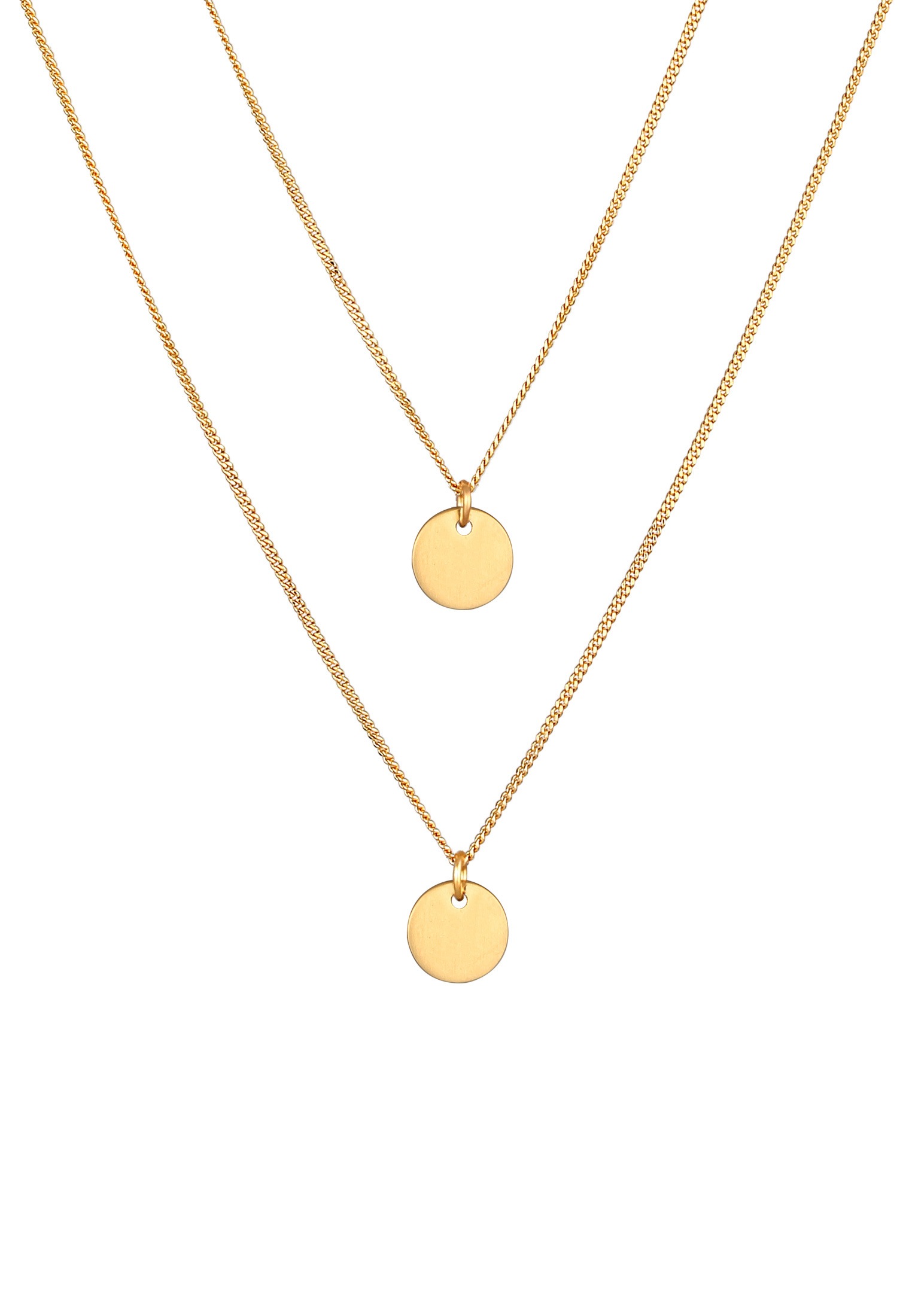 Elli Silberkette »Halskette Layer Kette mit Kreis Plättchen 925 Silber«