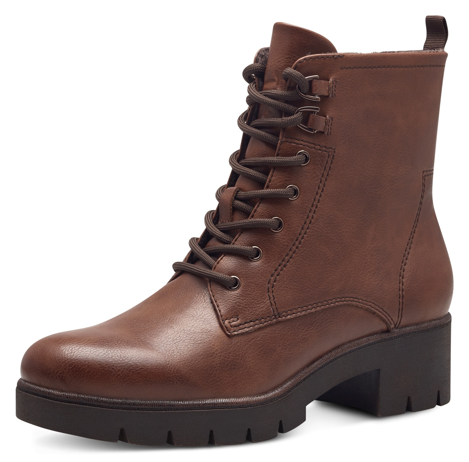 Tamaris Schnürstiefelette, Blockabsatz, Schnürboots mit Ösen und Ziernähten