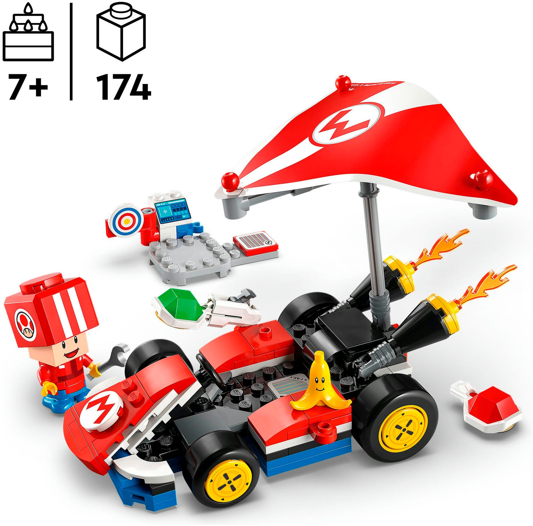 LEGO® Konstruktionsspielsteine »Mario Kart™ – Standard–Kart (72032), LEGO Super Mario«, (174 St.), Made in Europe