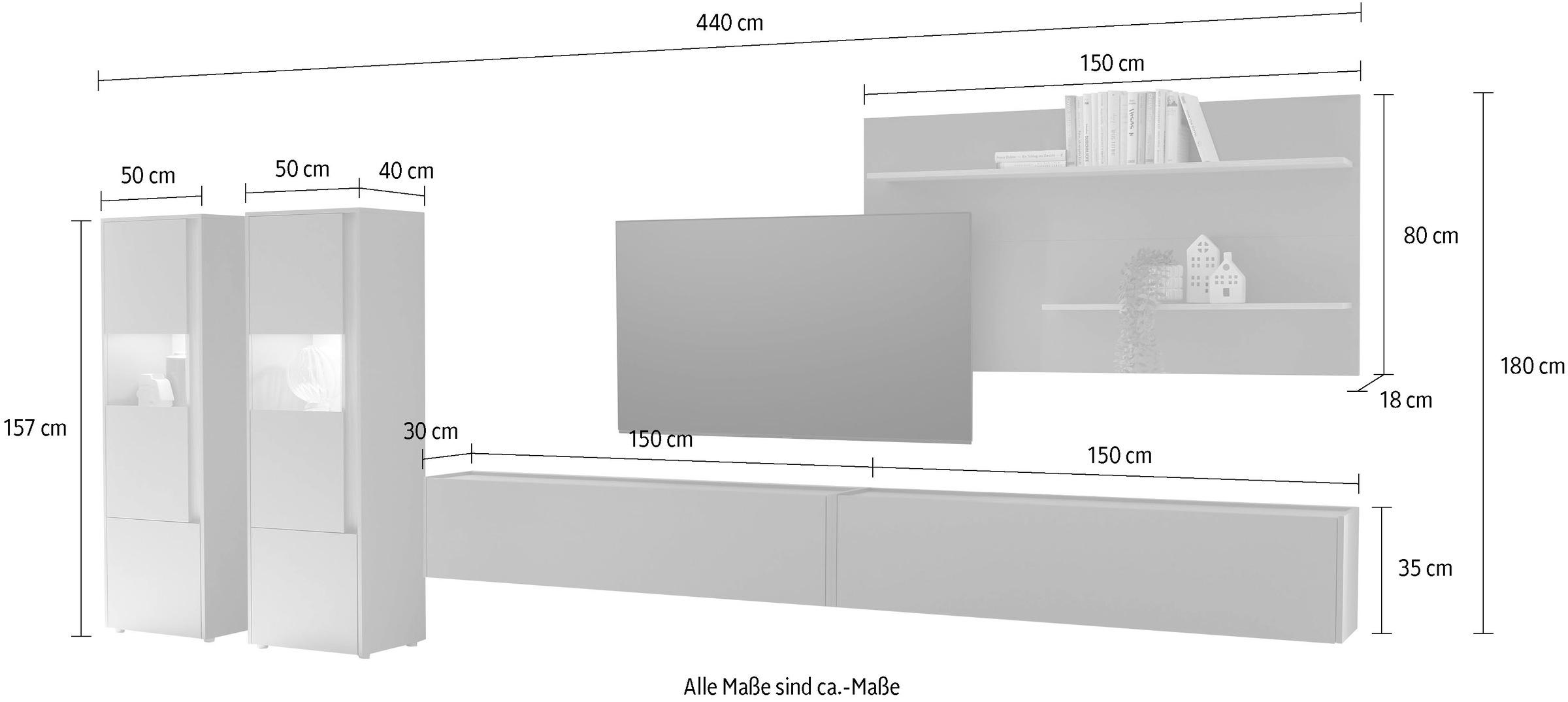 Home affaire Wohnwand »City/Giron, moderne Anbauwand, Komplettset in vielen Farben verfügbar« Set, 5 Stk. tlg.