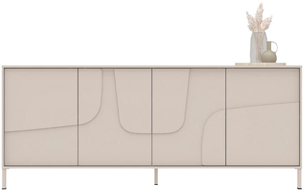 INOSIGN Sideboard »Stone, 205 cm breit, 4  Türen,  Anrichte, Kommode, Stauraumschrank« 3D-Design, Push-to-open, Innenraum großzügig, Füße 14/2 cm wählbar