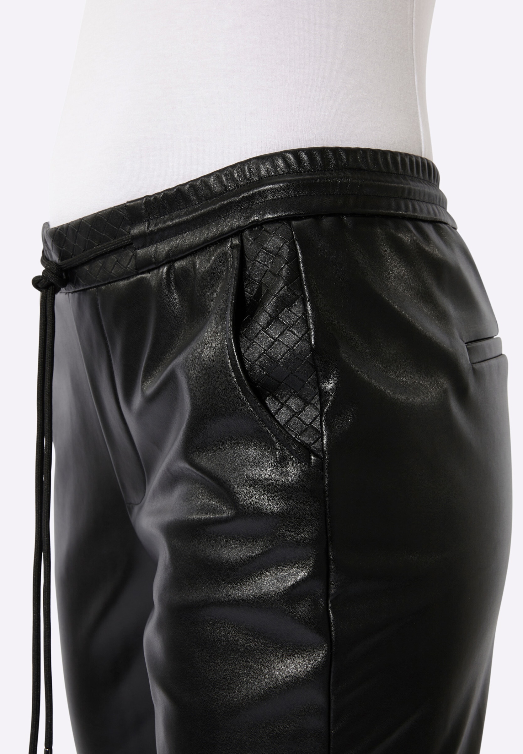 creation L Stoffhose »Lederimitat-Jogpant Lederimitathose mit weitenverstellbarem Bund«