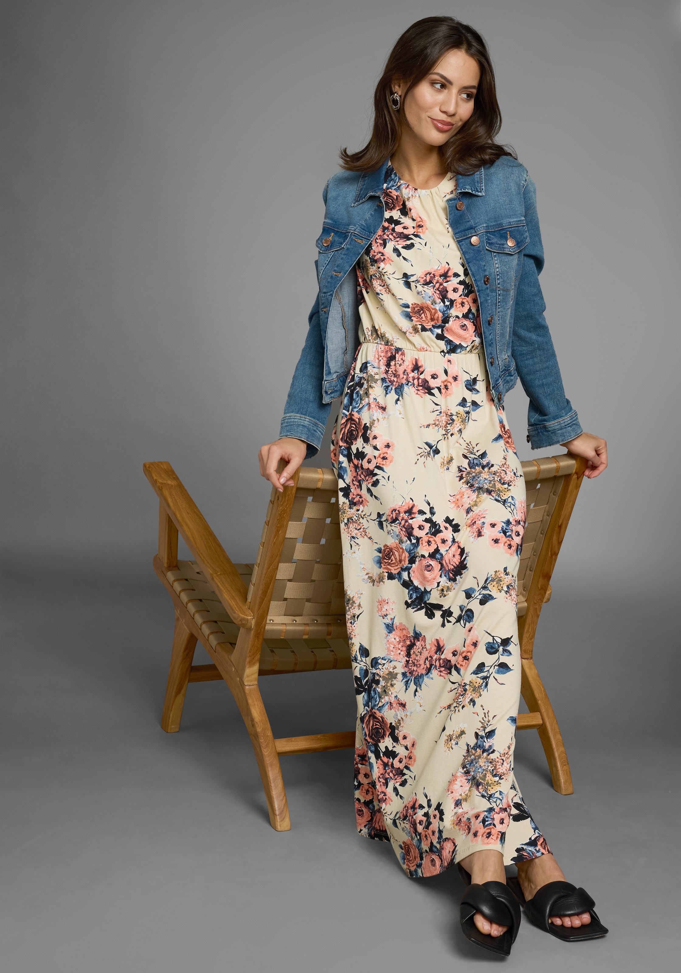 Laura Scott Maxikleid, mit hohem Rundhals vorn und tiefem hinten - NEUE KOLLEKTION