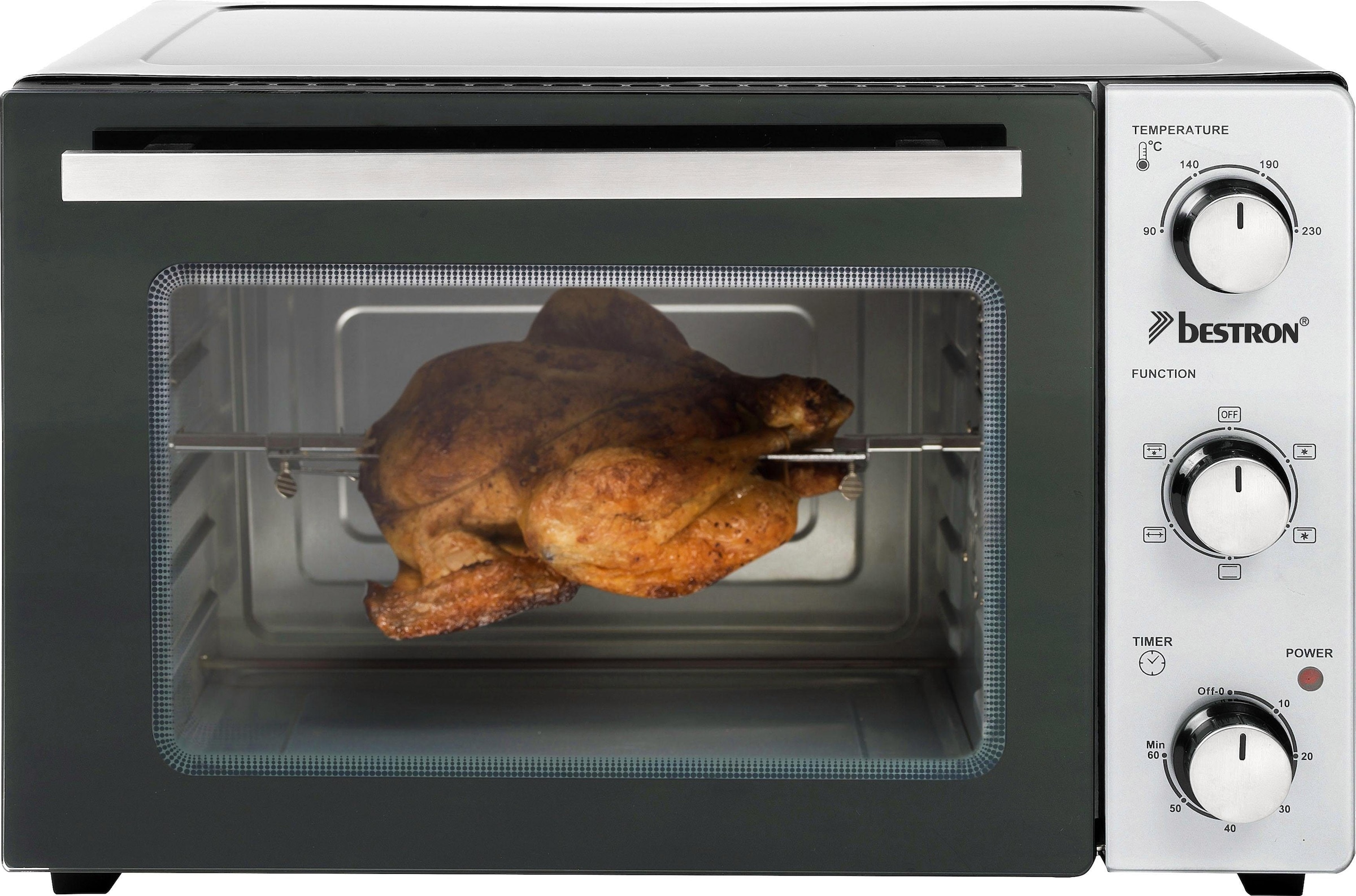 bestron Minibackofen »2-in-1 Gerät«, mit Drehspieß, 1500 W, Edelstahl,  Schwarz mit 3 Jahren XXL Garantie