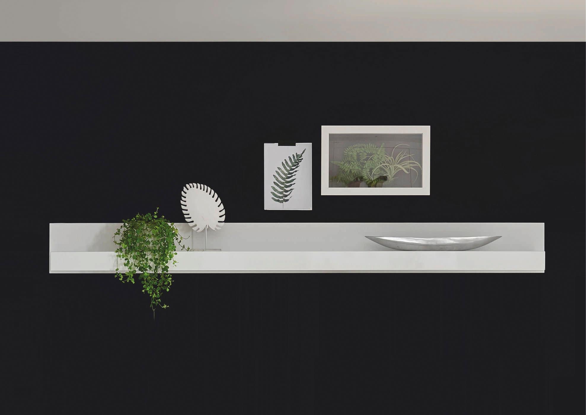 Home affaire, Wandboard »Carat, modernes Wandregal, Wandhalter mit Ablagefach, 217 cm breit« vielseitig einsetzbares Hängeregal, in Weiß Hochglanz, 