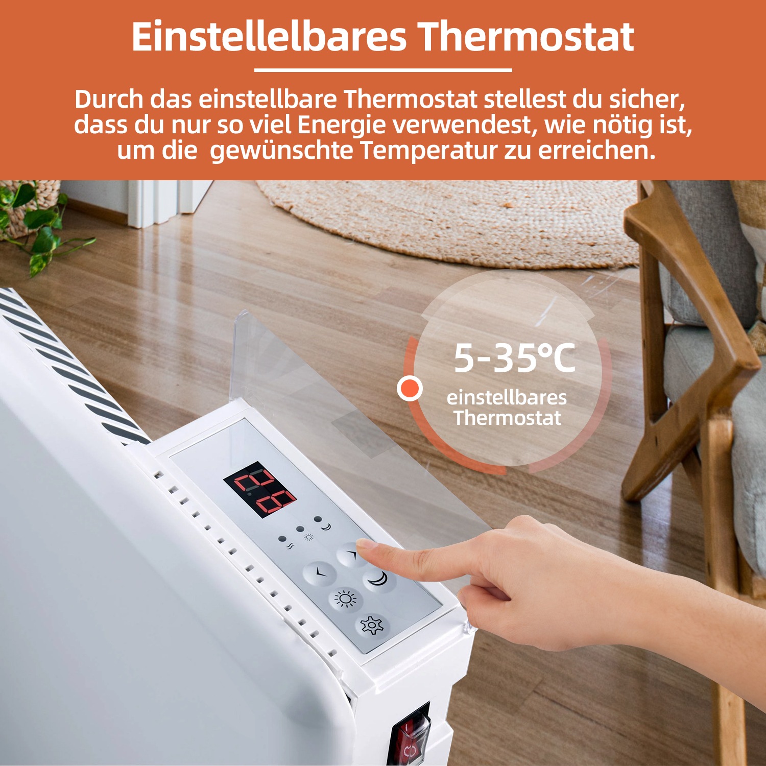 SHX Konvektor, 2000 W, Display, Timer, Wandmontage möglich
