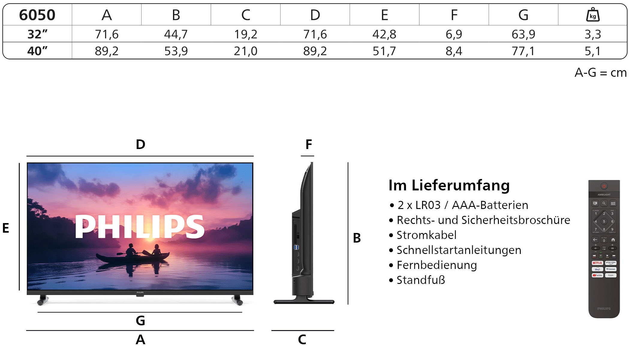 Philips LED-Fernseher »40PFS6050/12« 101 cm/40 ″ Full HD Smart-TV