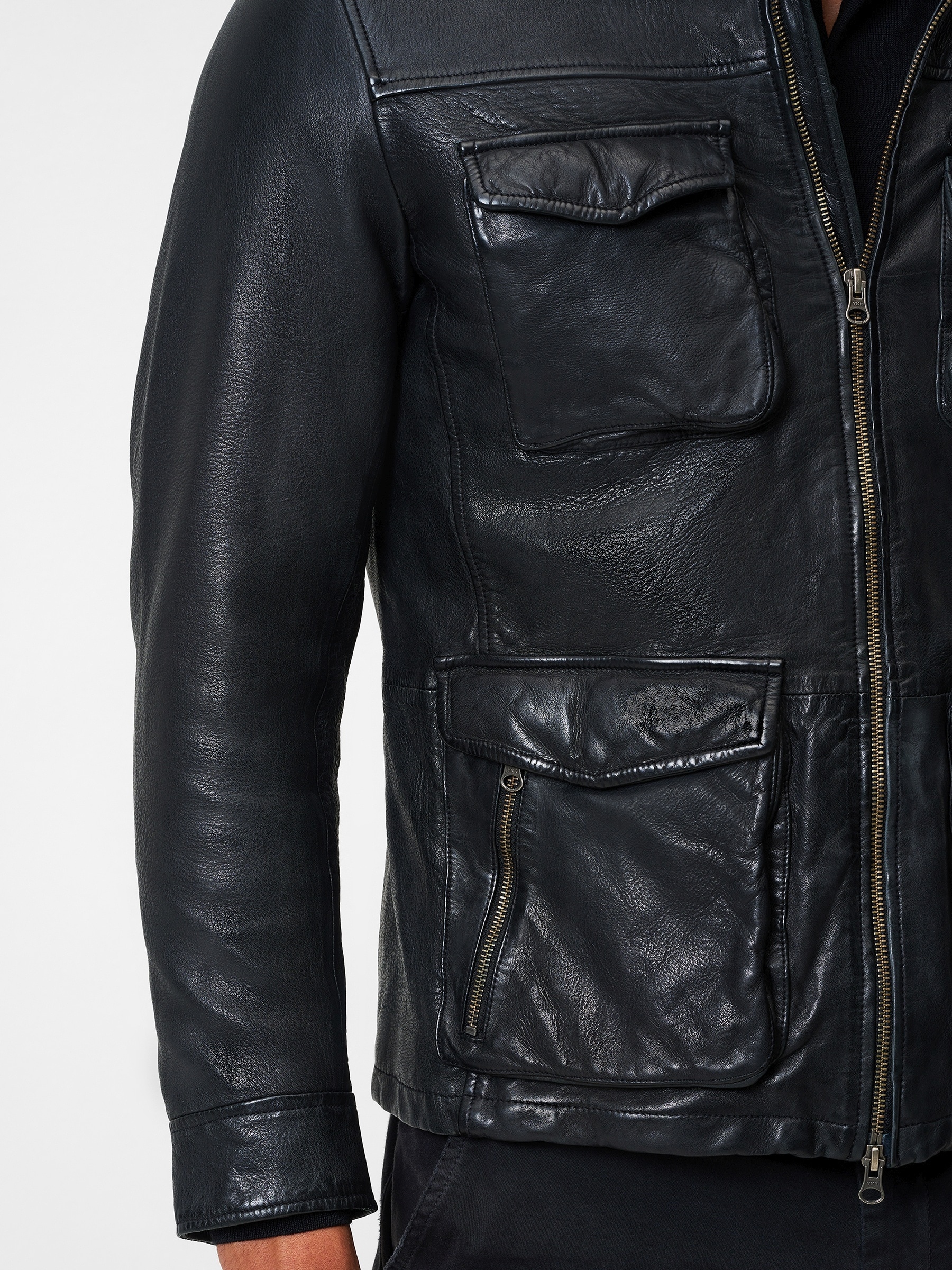 RICANO Cargojacke »Lederjacke Stefano« ohne Kapuze Handgefertigt aus echtem Leder