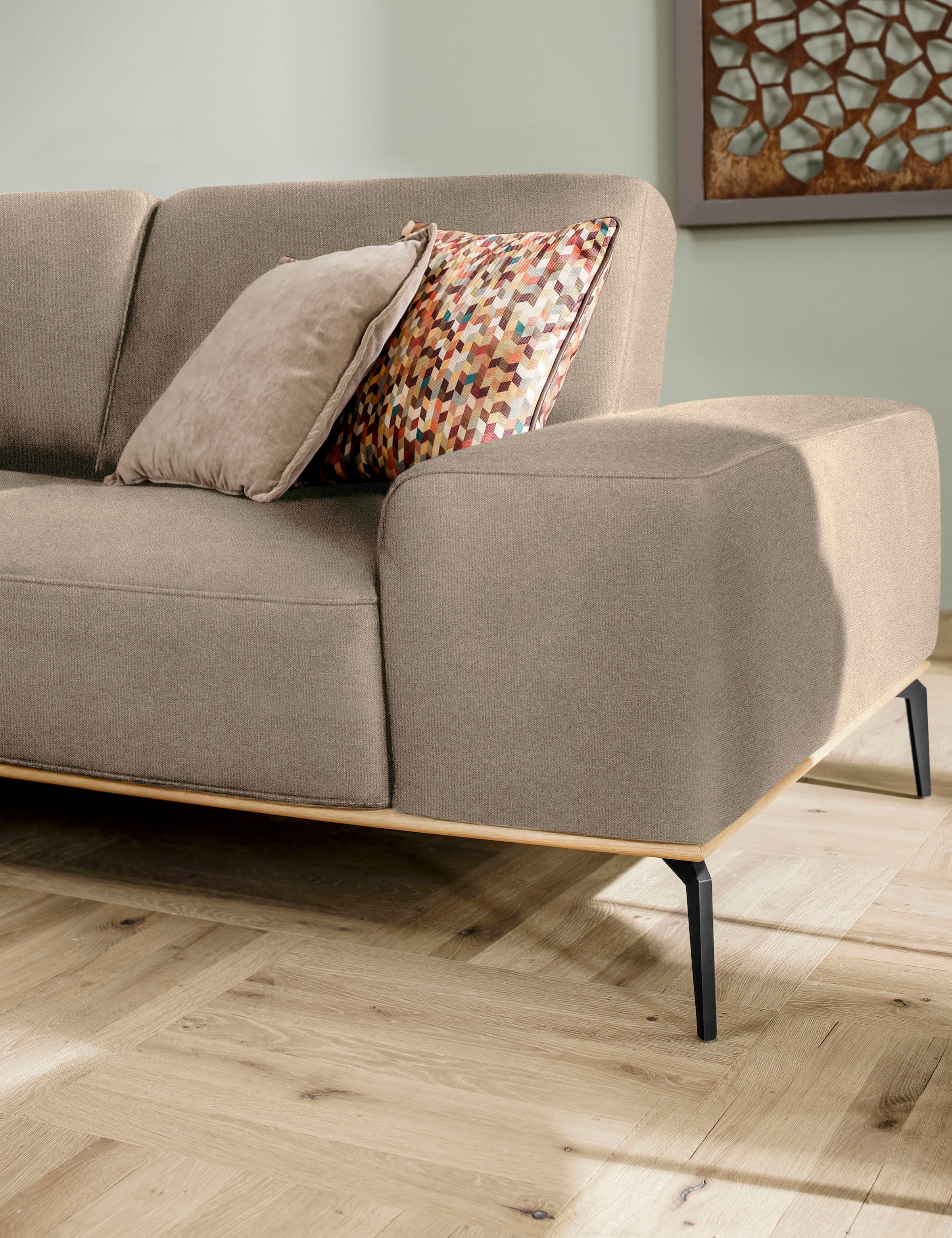 W.SCHILLIG Ecksofa »run, Designsofa mit tollem Sitzkomfort, bequem, L-Form«, mit Holzsockel, Füße in Schwarz pulverbeschichtet, Breite 319 cm