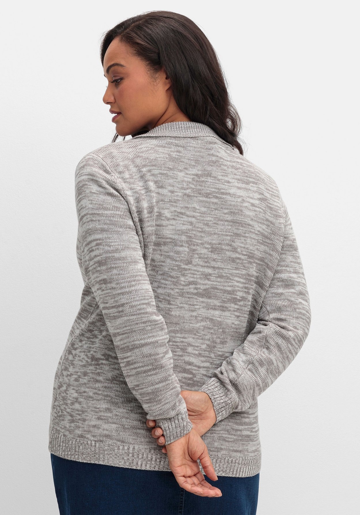 Sheego Strickjacke »Melierte Strickjacke mit Polokragen«