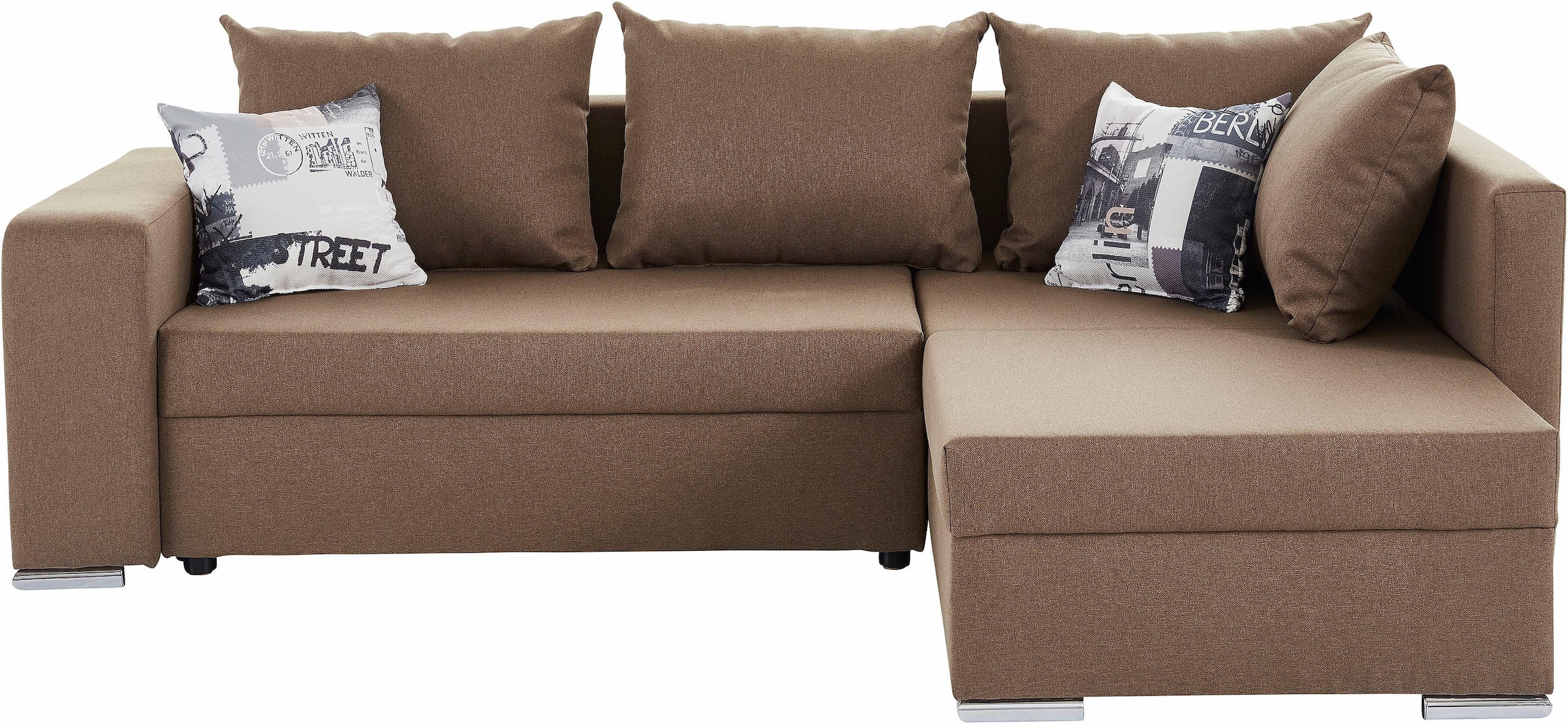 COLLECTION AB Ecksofa »John L-Form«, mit Bettfunktion, Bettkasten und Regalarmteil