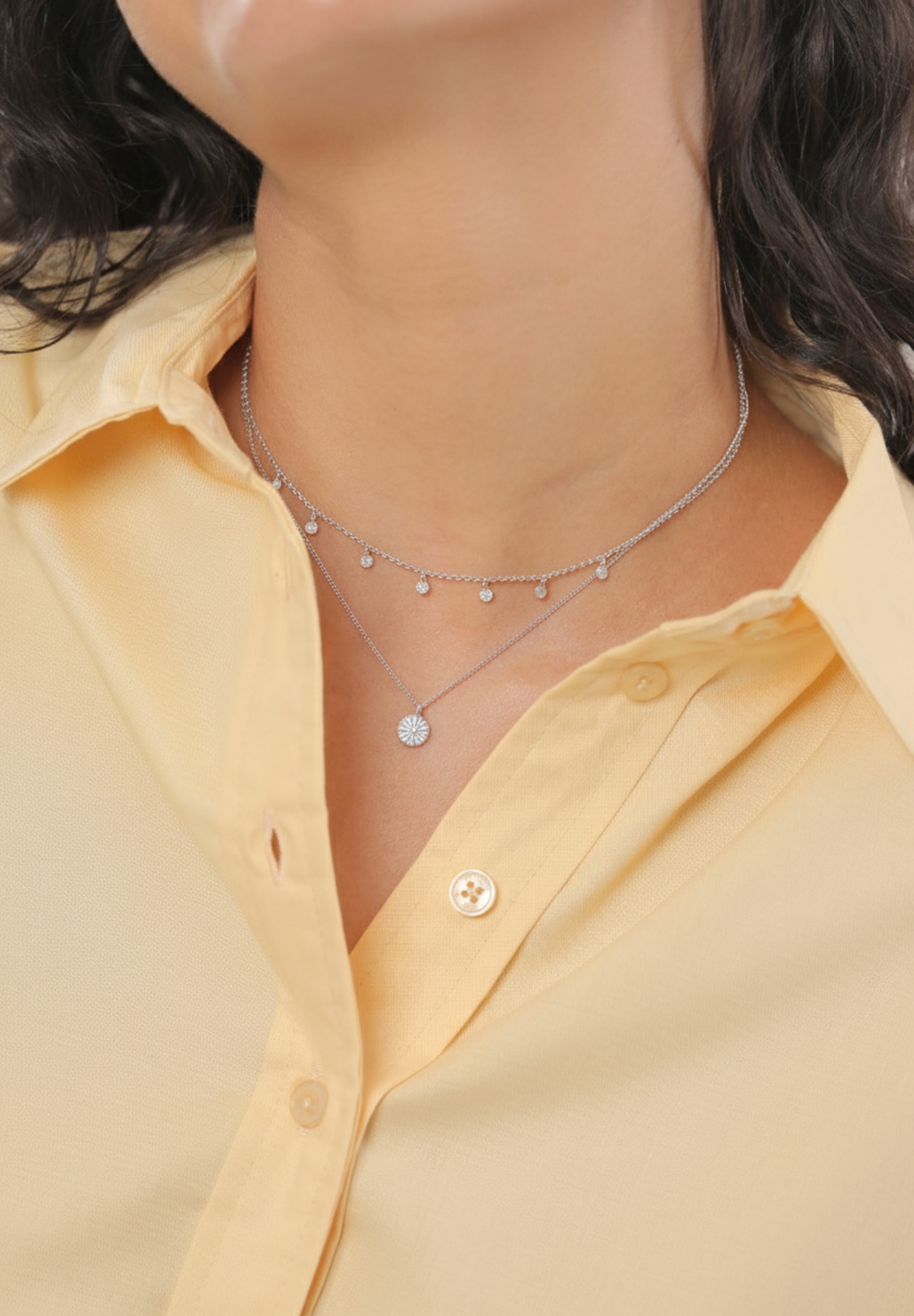 Elli Silberkette »Halskette Layer Plättchen Disc Sonne 925 Silber«