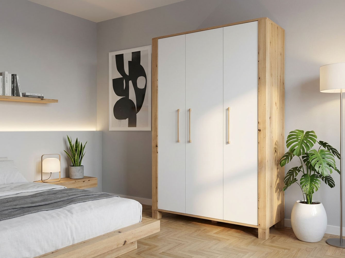 arthur berndt Babyzimmer-Komplettset »Babyzimmer Set »Marlon« 3-teilig« Set, Kleiderschrank, Kinderbett und Wickelkommode, 3 Stk. tlg.