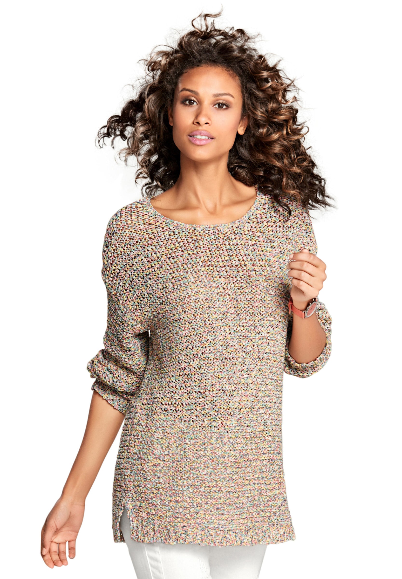heine Strickpullover »Rundhals-Pullover Rundhalspullover mit Seitenschlitzen«