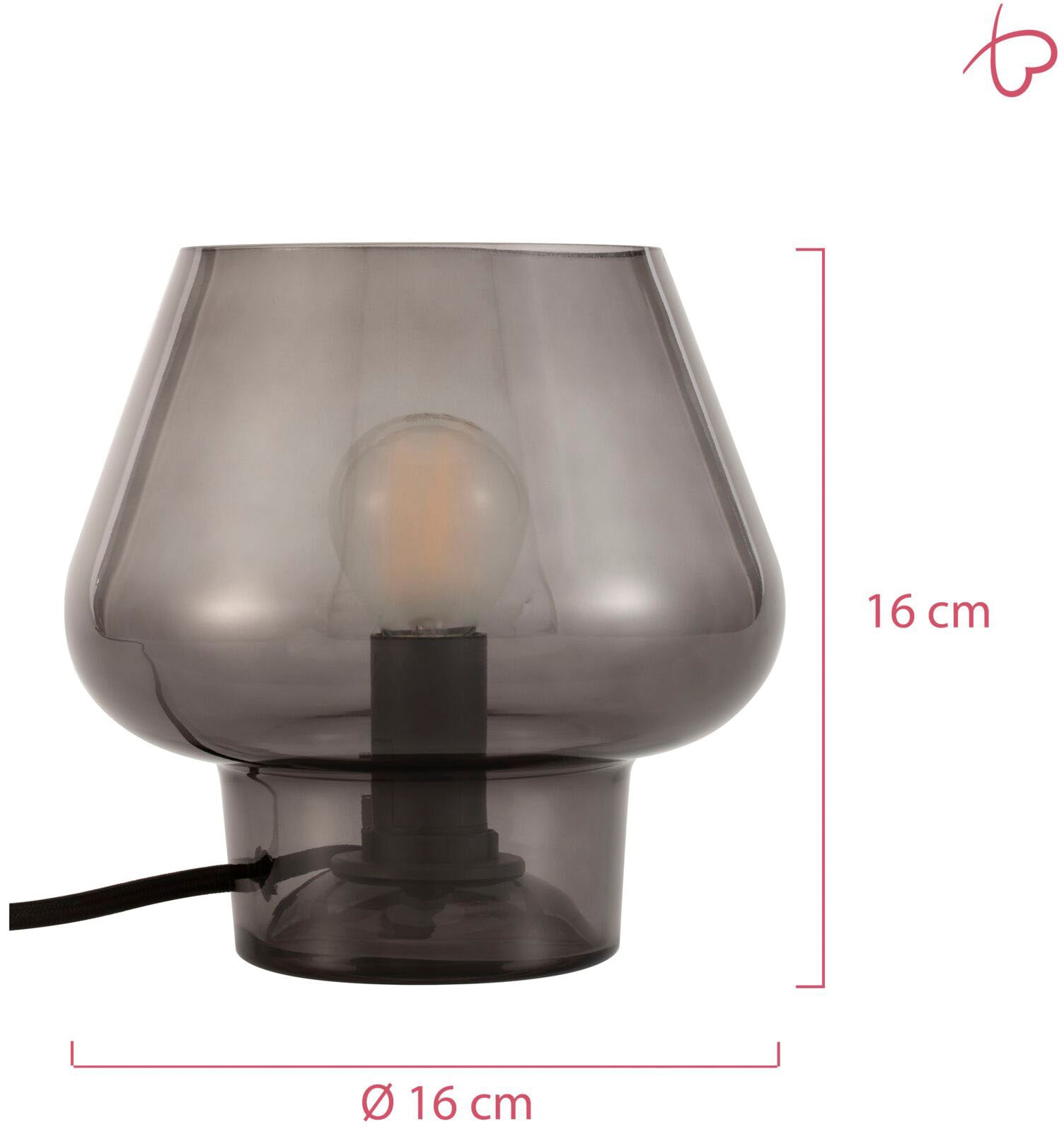 Pauleen Tischleuchte »Crystal Gleam max20W Rauchglas 230V Glas«, 1 flammig, Leuchtmittel E14 | ohne Leuchtmittel, E14