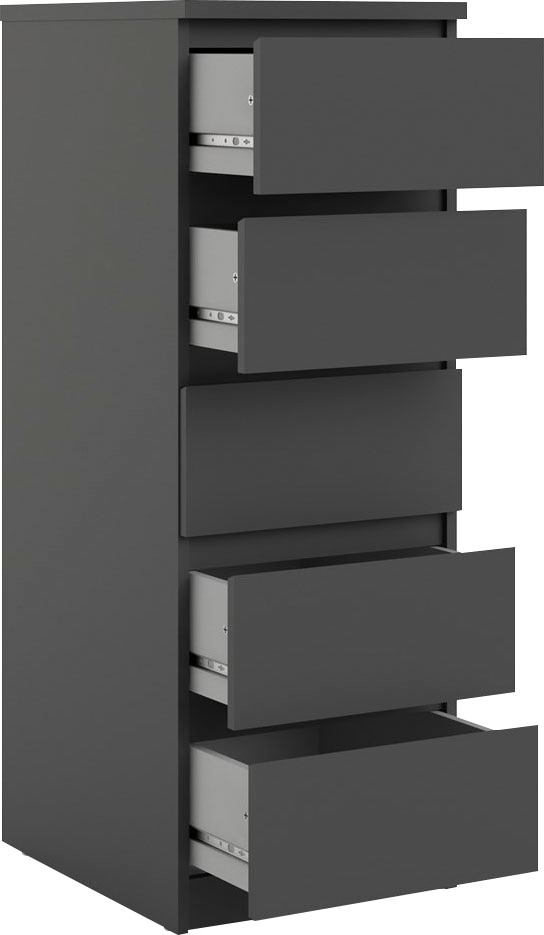 INOSIGN Highboard »Naia, Hockkommode mit 5 Schubkästen«, abgerundete Schubladenkanten auf Metallgleiter, Breite 40,4 cm