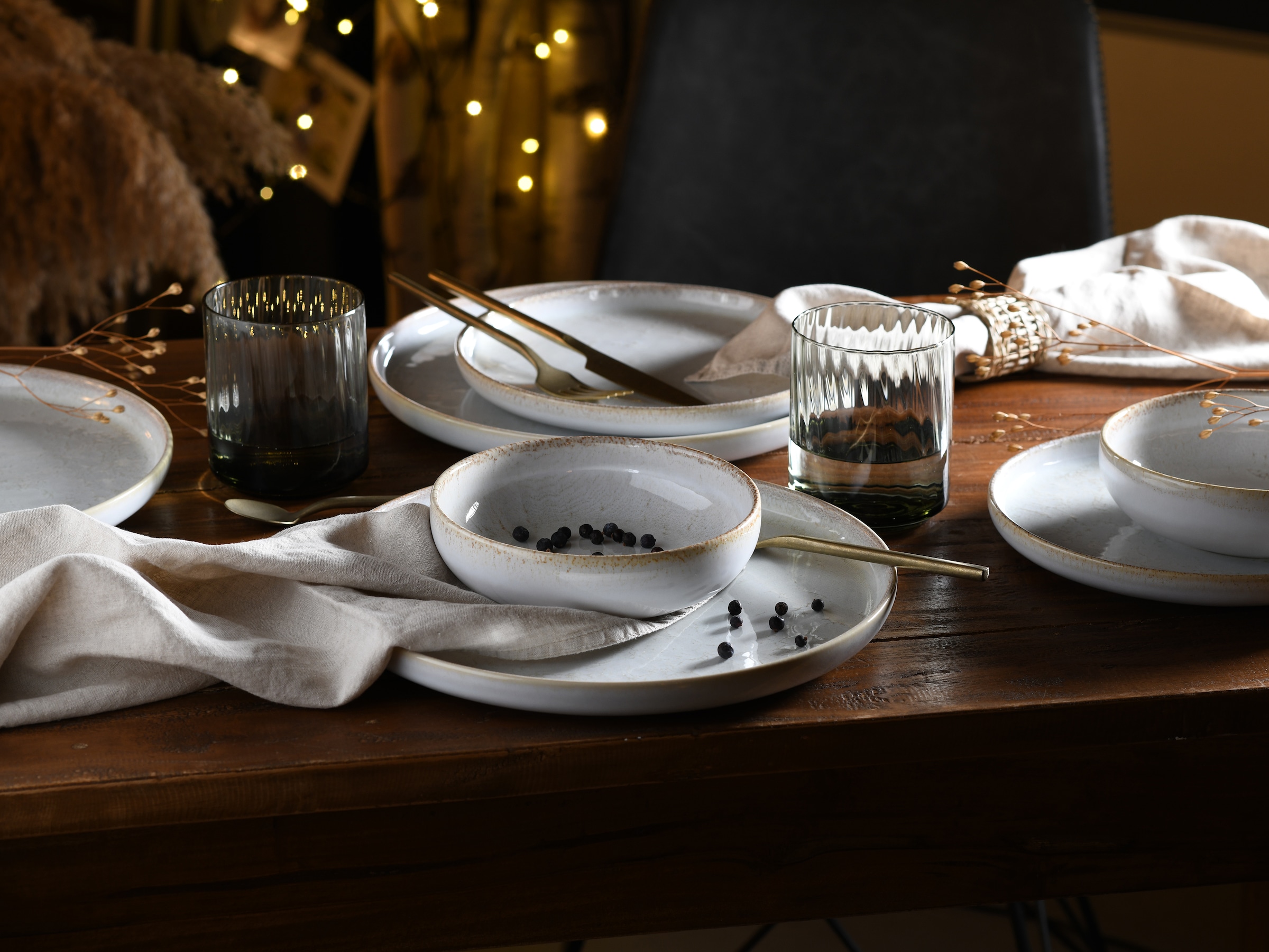 CreaTable Teller-Set »Uno Vintage Offwhite, Teller Set 12-tlg« Shabby Look, Vintage Style