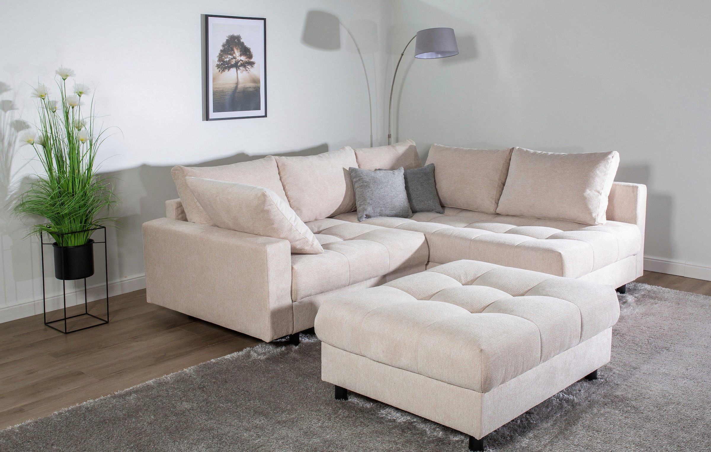 Home affaire Ecksofa »Toni L-Form«, Ottomane beidseitig montierbar, Federkern-Polsterung