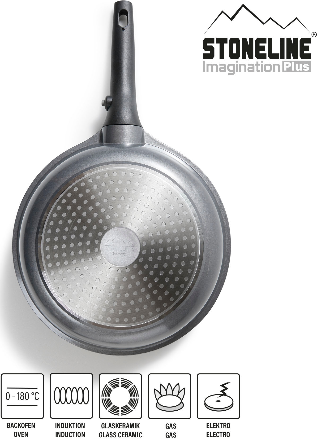 STONELINE Pfannen-Set »Imagination PLUS«, Aluminiumguss, (Set, 3 tlg., je 1 Pfanne Ø 20/24/28 cm, Fassungsvermögen 1,2 L/1,9 L/3,0 L), einzigartige Steinpartikel-Beschichtung, Induktion