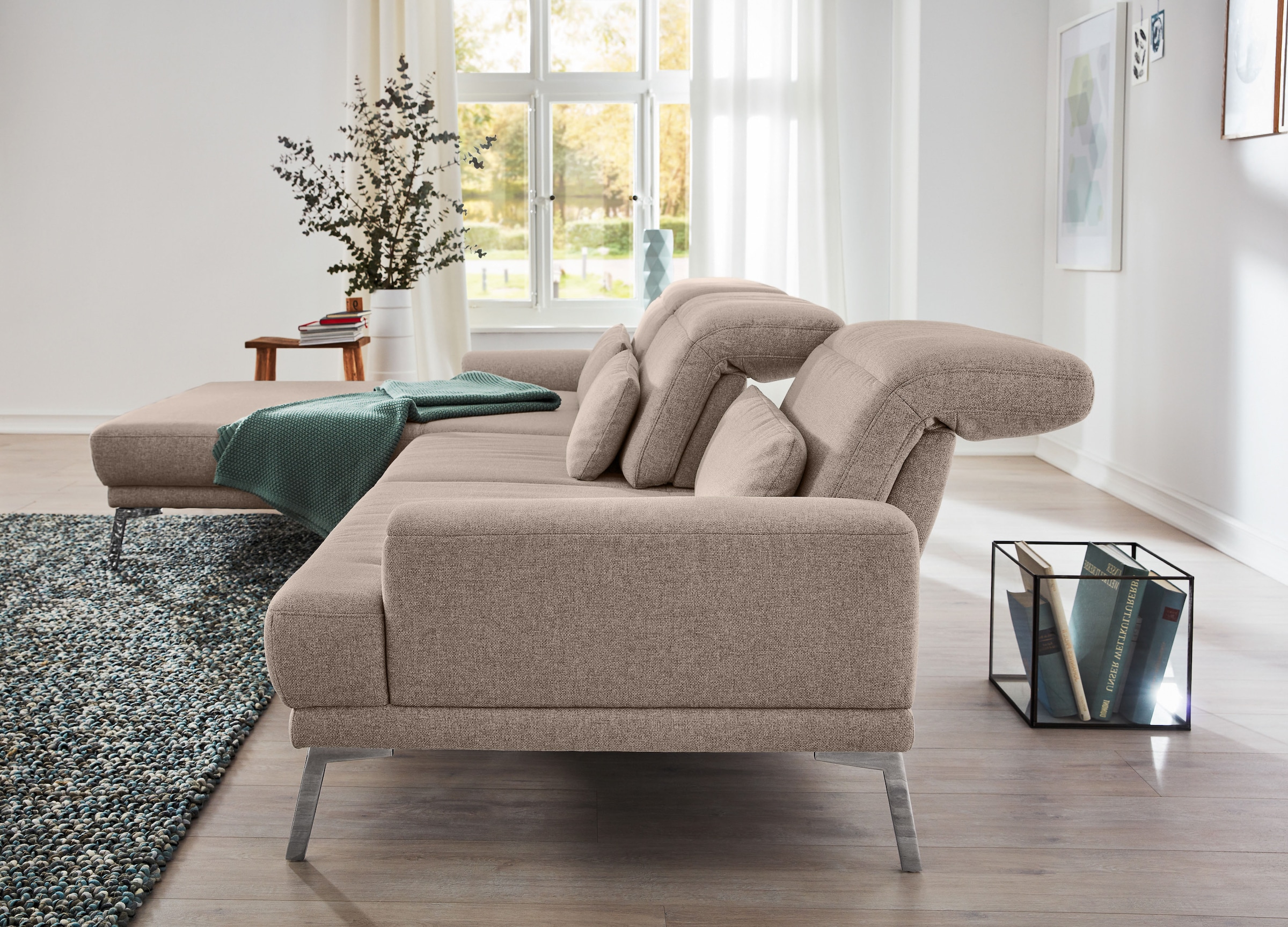 Musterring Ecksofa »MR 4580«, mit Kopf- und Sitztiefenverstellung, Metallfuß chrom, 288 x 193/220cm