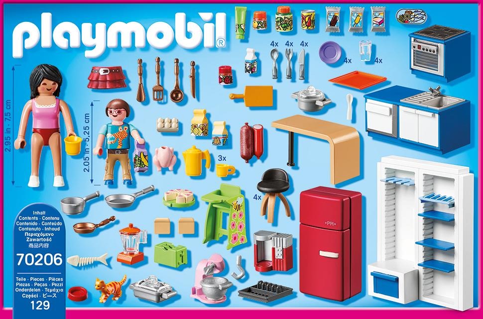 Playmobil® Konstruktions-Spielset »Familienküche (70206), Dollhouse«, (129 St.), Made in Germany