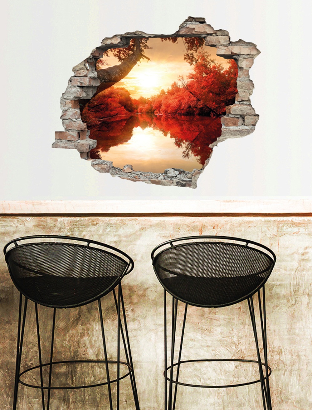 queence Wandtattoo »Fluss«, (1 St.), Wandsticker, Wandbild, selbstklebend, 3D, Wanddurchbruch