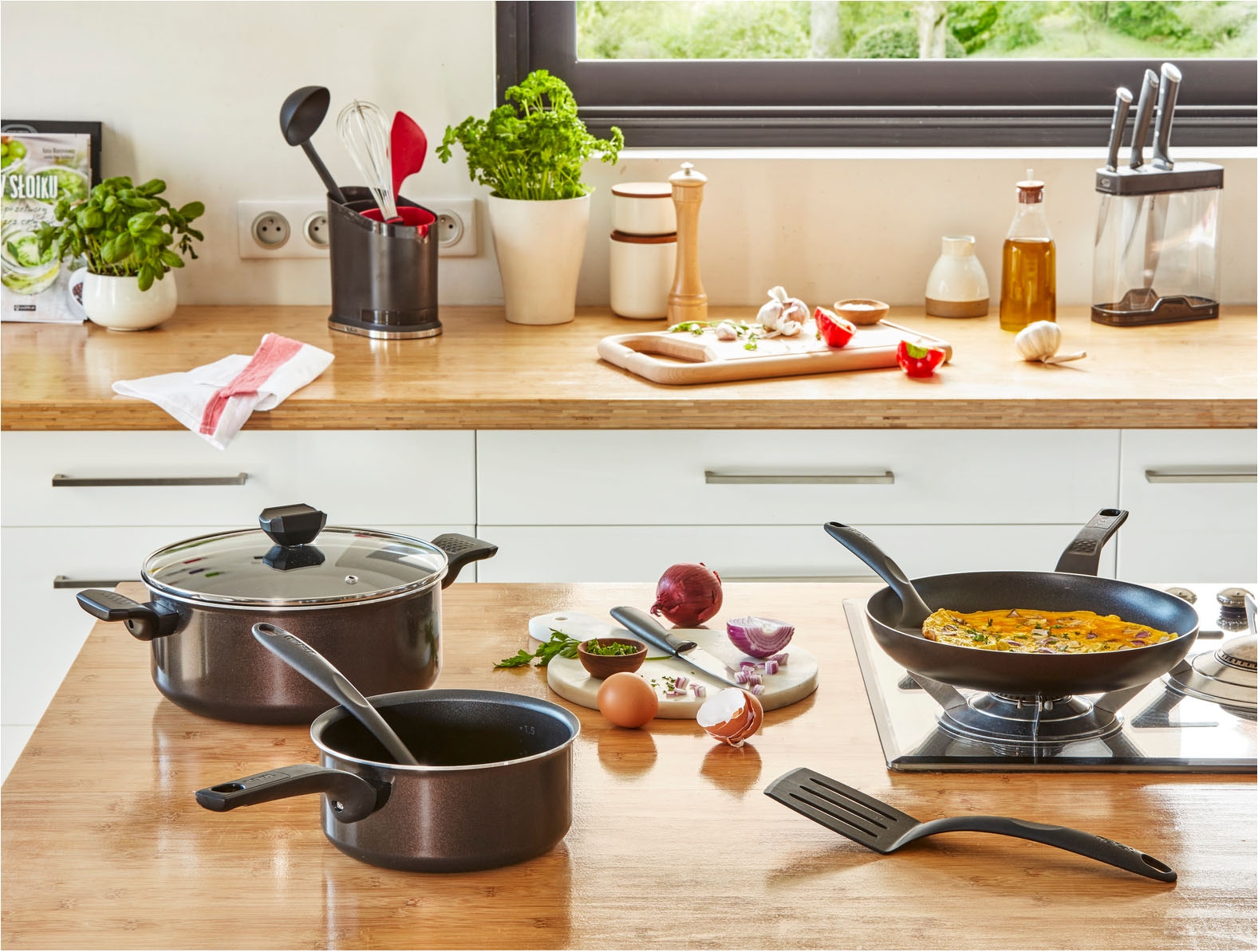 Tefal Pfannen-Set »Easy Cook & Clean, Antihaftbeschichtung, nicht induktionsgeeignet« Aluminium Set, 2x Bratpfannen Ø 24/28 cm, 2 Stk. tlg. Thermo-Signal Technologie, einfache Reinigung, Made in France, B55590