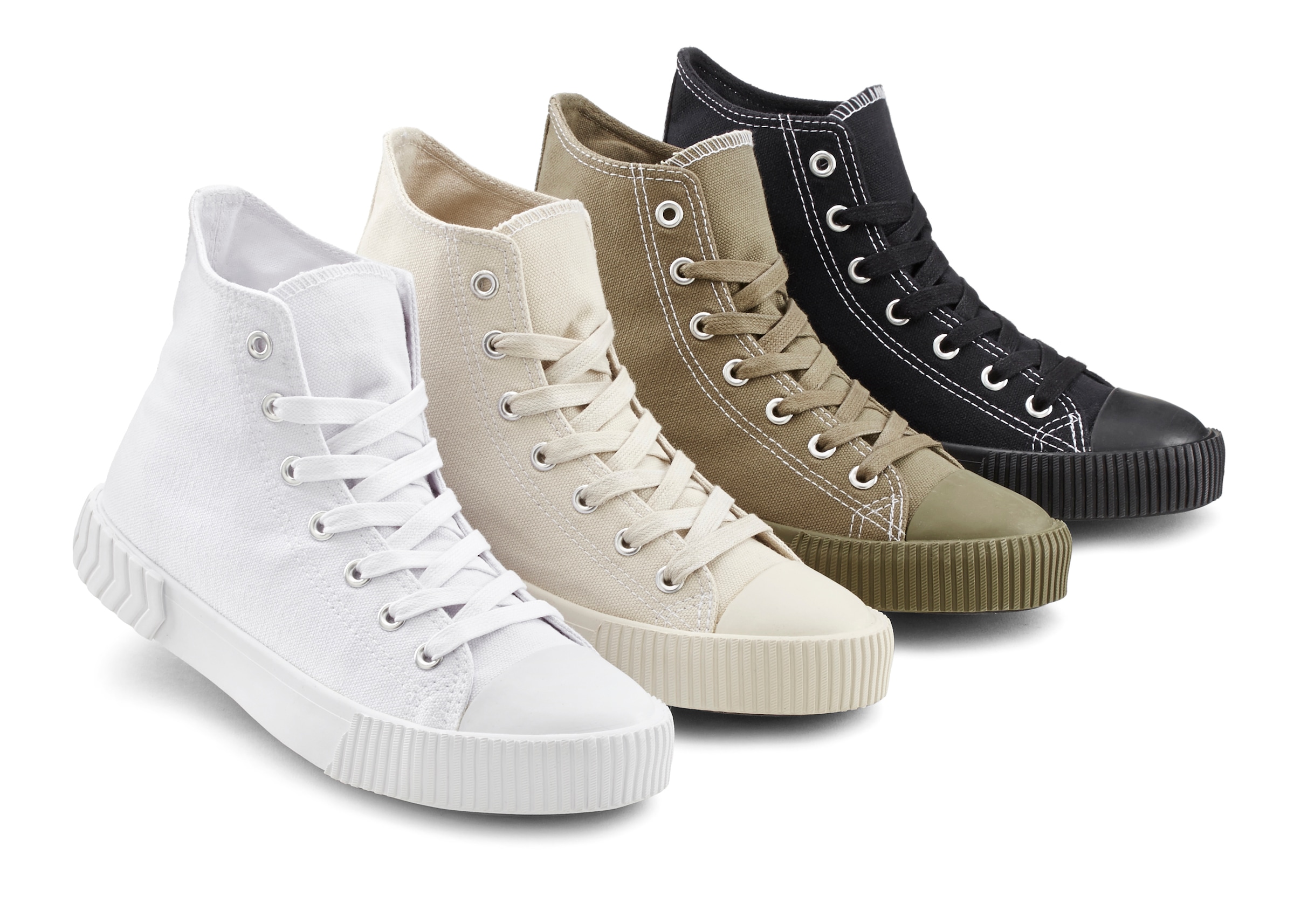 LASCANA Stiefelette, aus Textil zum Schnüren, High-Sneaker, Schnür-Boots