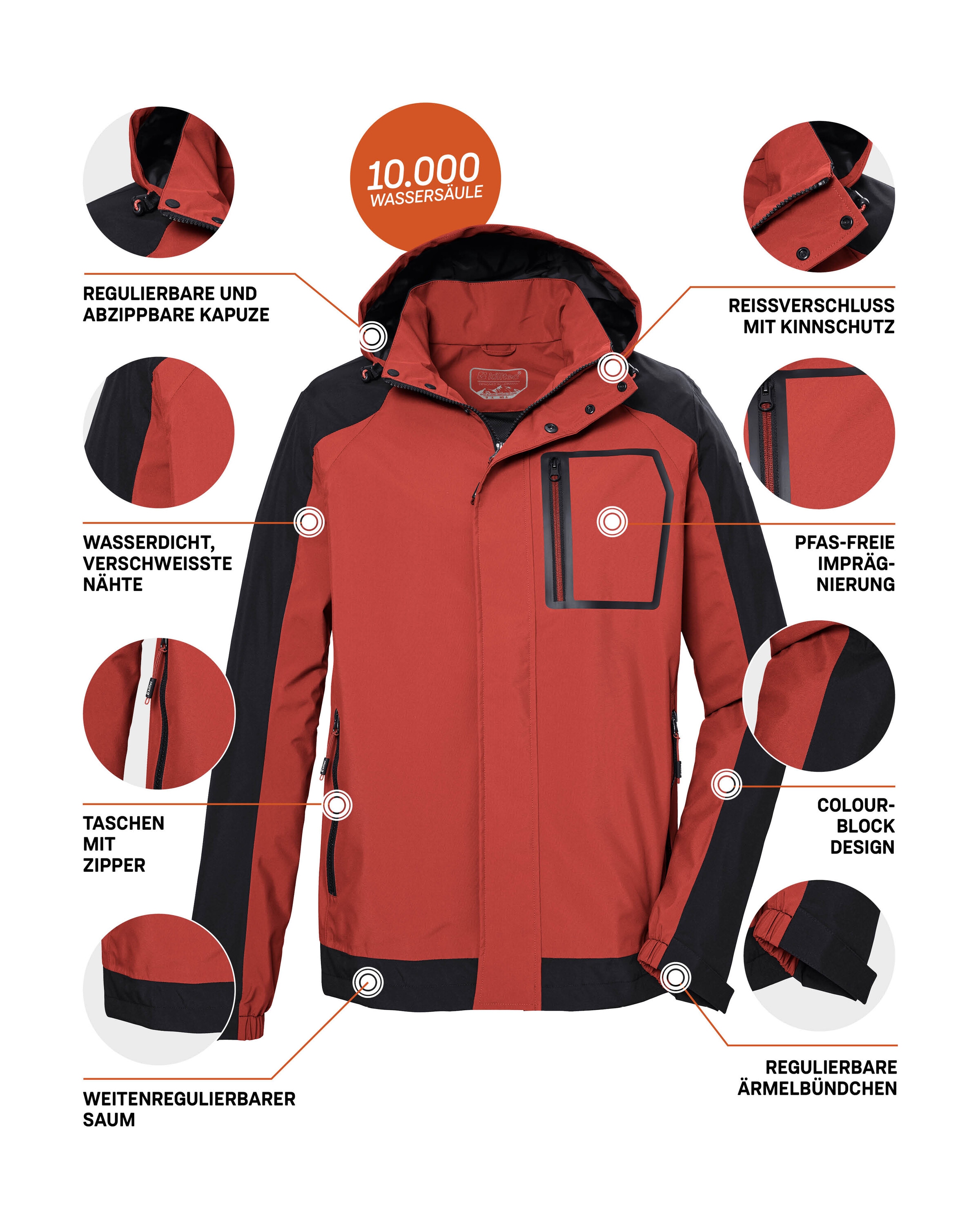 Killtec Outdoorjacke »KOS 54 MN JCKT« Wasser- und winddichte Funktionsjacke, atmungsaktiv, abnehmbare Kapuze