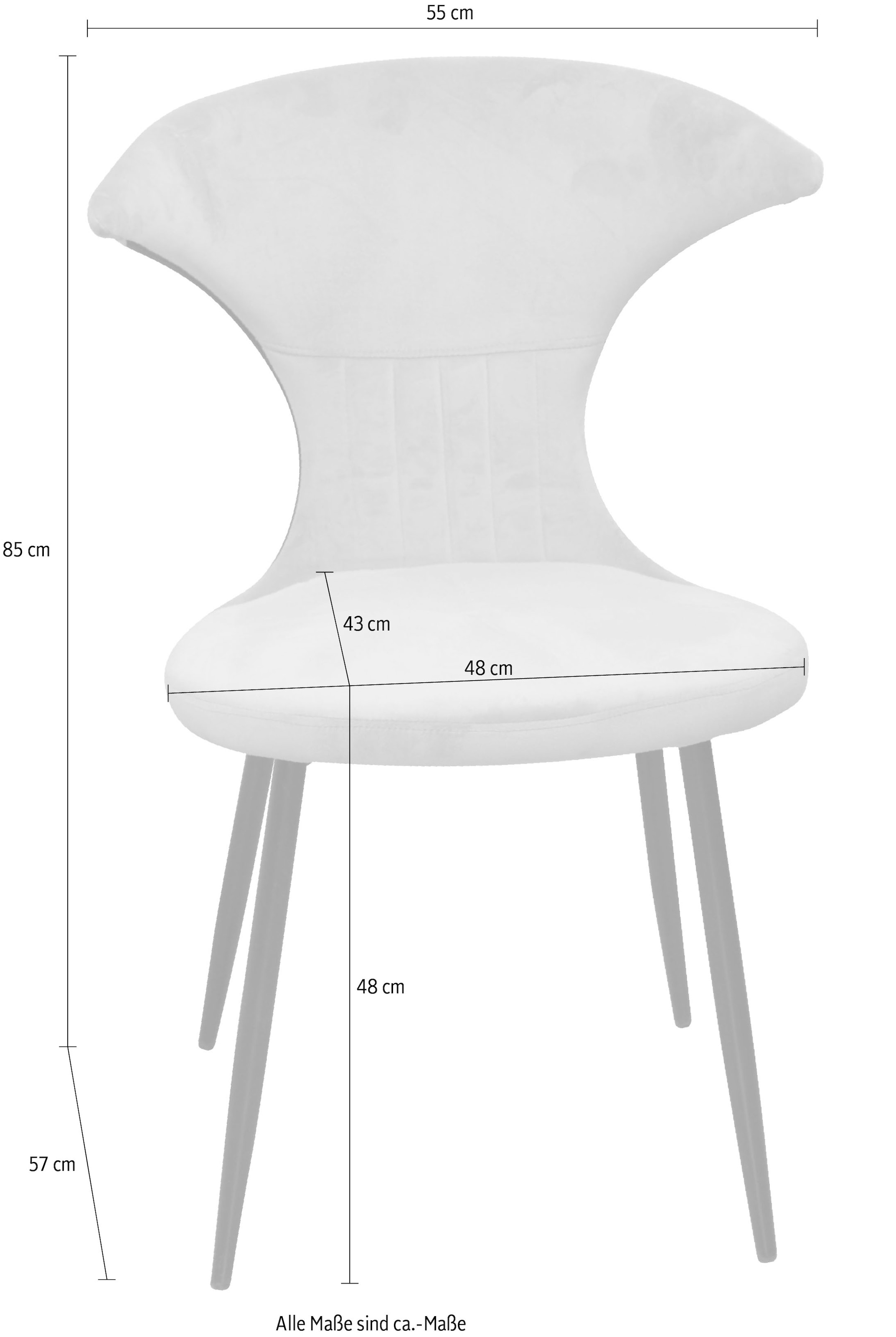 INOSIGN 4-Fußstuhl, (Set), 2 St., Samtstruktur, Gestell aus Stahlrohr, Sitz- und Rückenfläche schaumstoffgepolstert