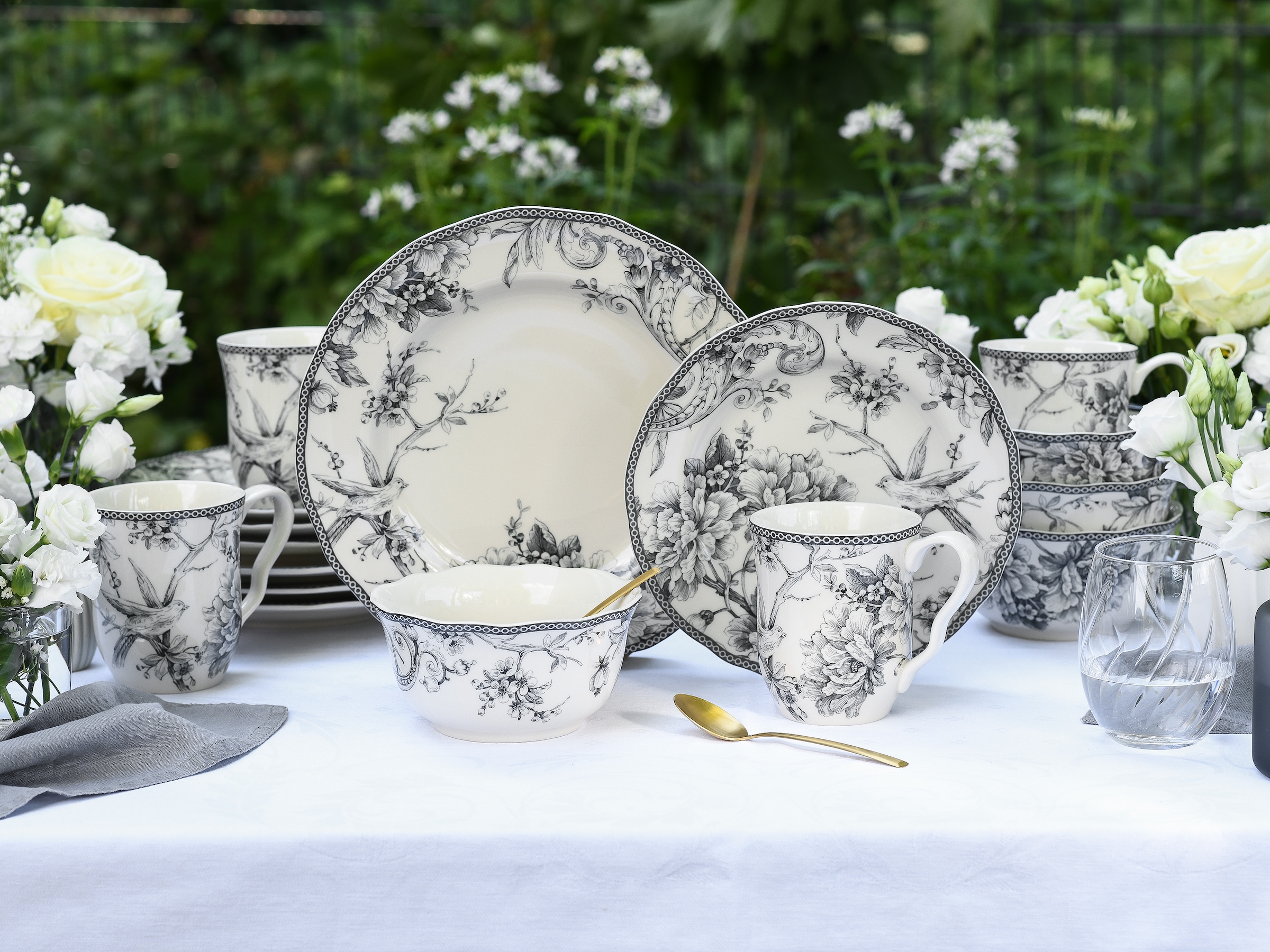 CreaTable Kombiservice »Adelaide, Service 16-tlg.« Nostalgischer Vintage Dekor, Elegante Form