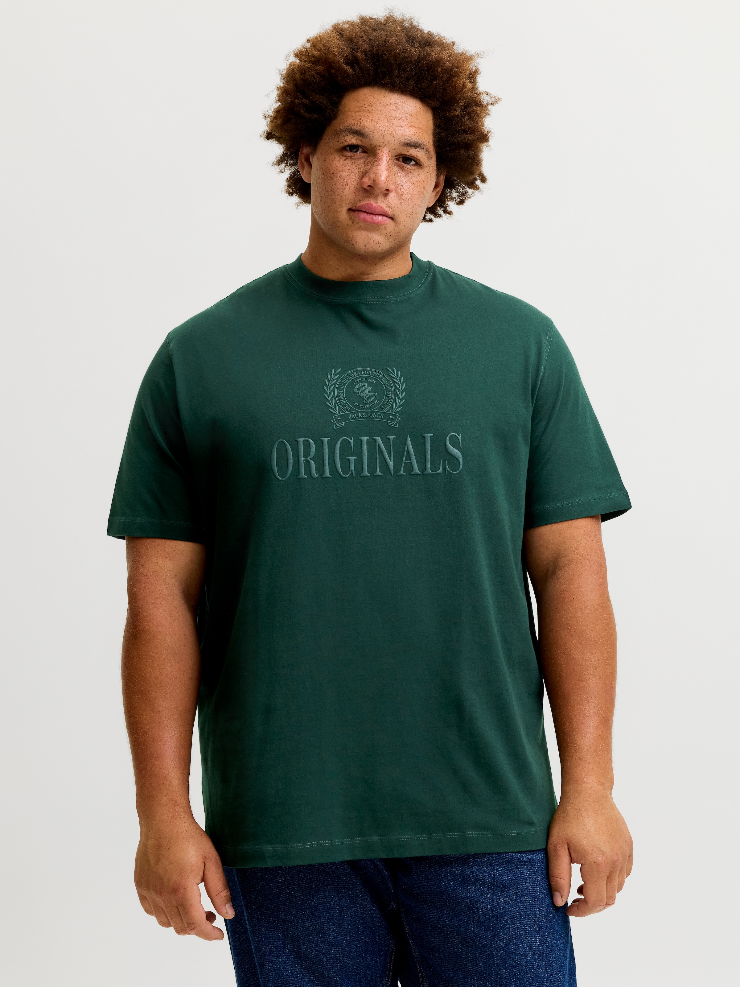 Jack & Jones PlusSize T-Shirt »JORFREDERIKSBERG MONOGRAM TEE SS CN PLS« Baumwolle,